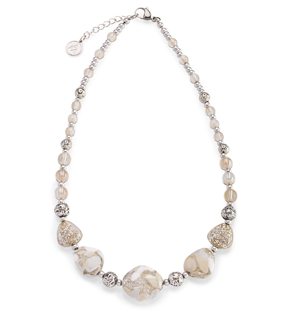 COLORED GLASS AND METAL ALLURE CHOKER NECKLACE LENGTH 42/47CM