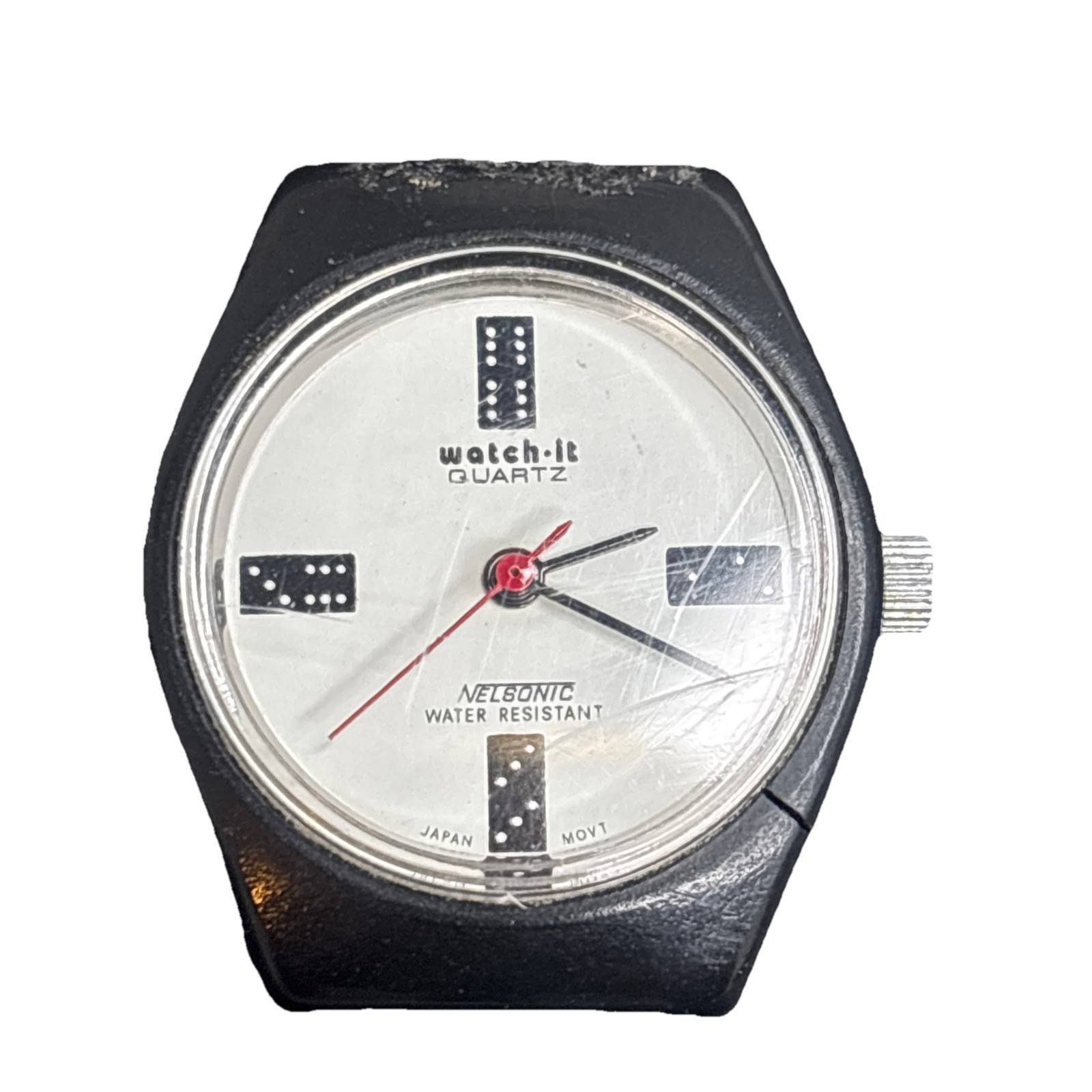 Watch-it Nelsonic Quartz Water Resistant Black Stainless Steel No Band Japan