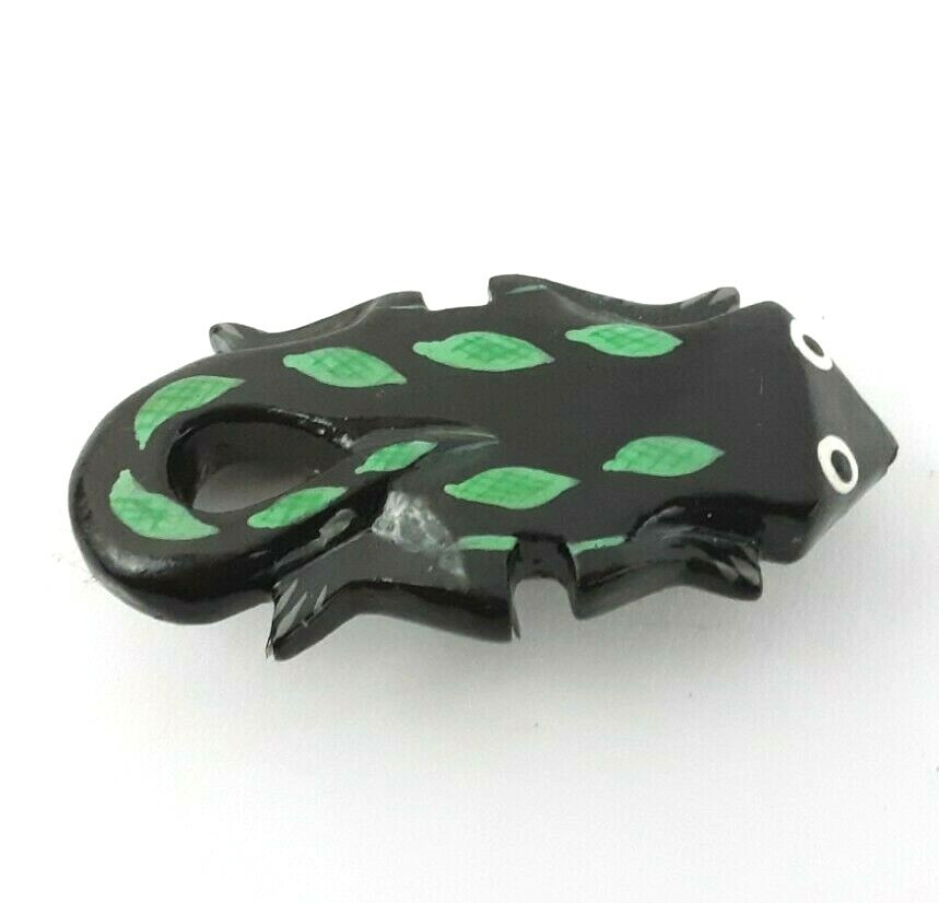 Large Vintage 1980’s Hand Carved & Painted Balsa Wood Salamander Brooch Pin Art