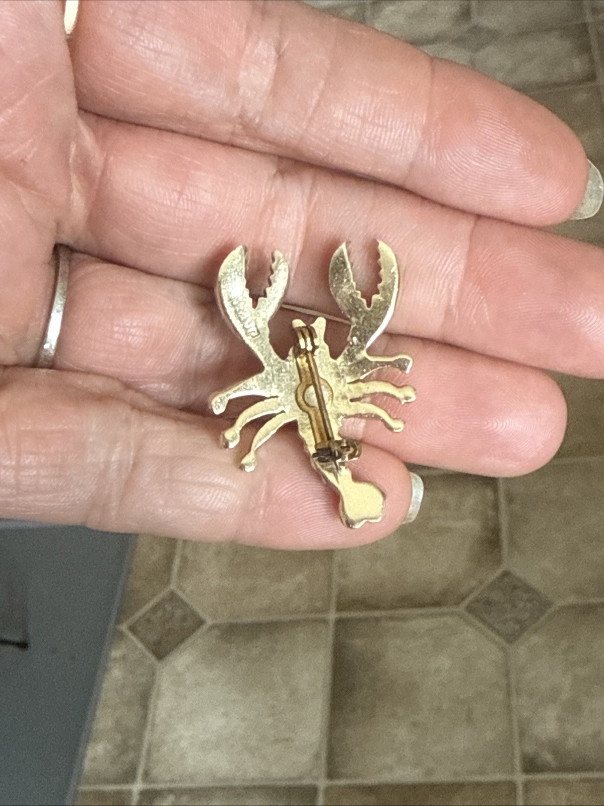 Lobster Brooch Vintage Pin Nautical Retro Jewelry Japan Pearl Summer Shore Crab