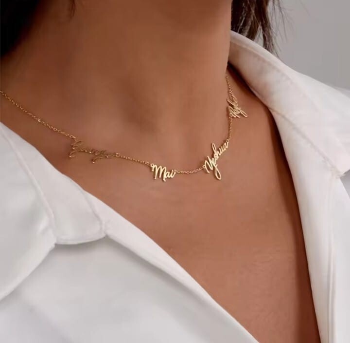 Personalized Custom 1- 9 Names Necklace Stianless Steel Customized Couple Kids