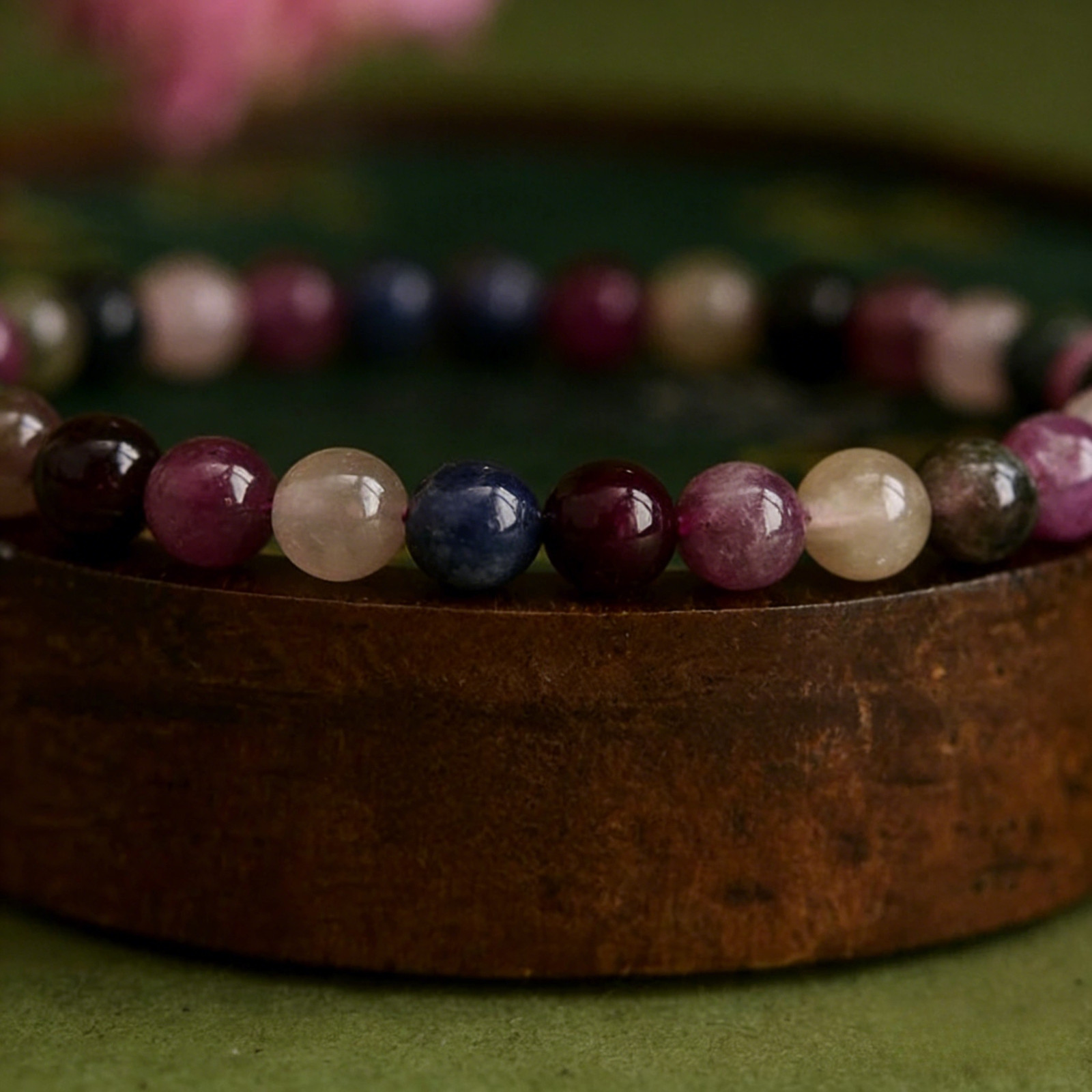 Rainbow Tourmaline 6mm Round Beads Healing Chakra Balancing Woman Bracelet Gift