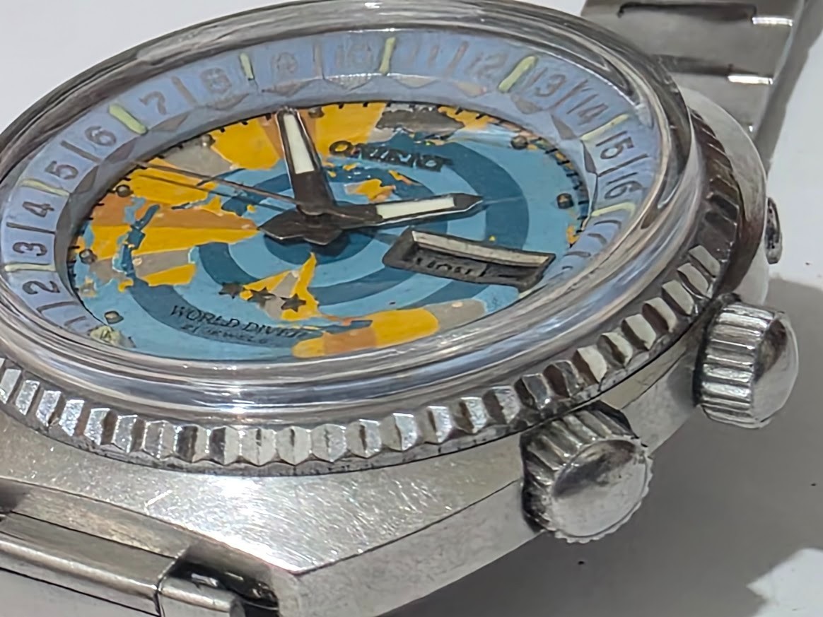 Orient Automatico World Map Diver VINTAGE Antigo 1970 Japan Raro