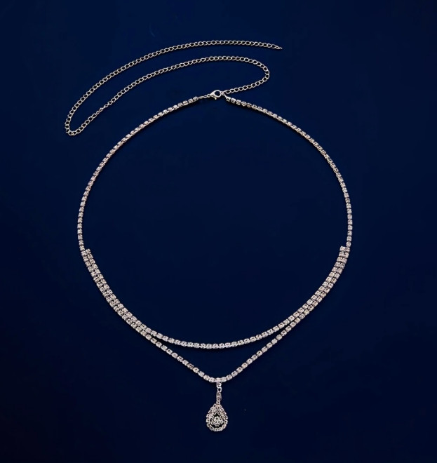Rhinestone Belly Chain Crystal Pear Teardrop Pendant Waist Glam Belt SEXY Bling