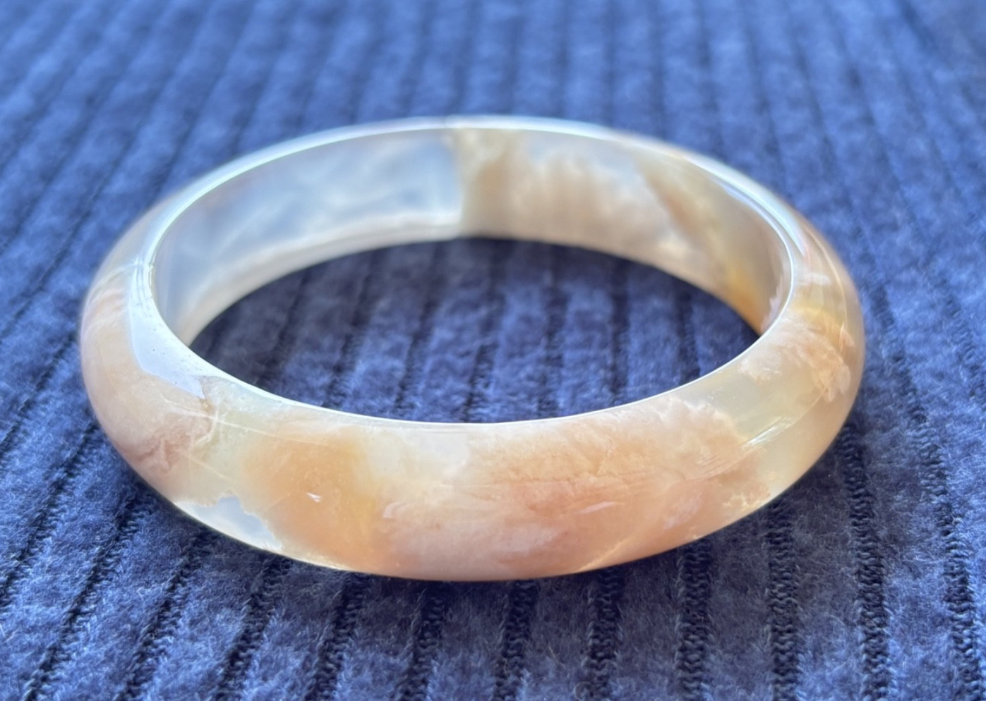59mm Natural Cherry Blossom Agate Bangle Sakura Flower Quartz