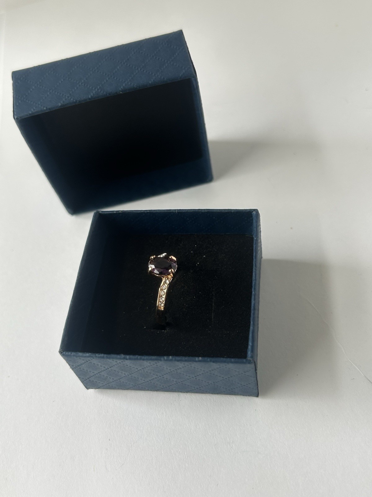 Vintage Purple Cubic Zirconia Ring Gold Plated Womens Size 7.5