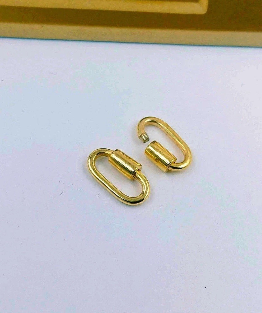 14k Solid Gold Oval Carabiner Lock Clasp, (14×7 mm)