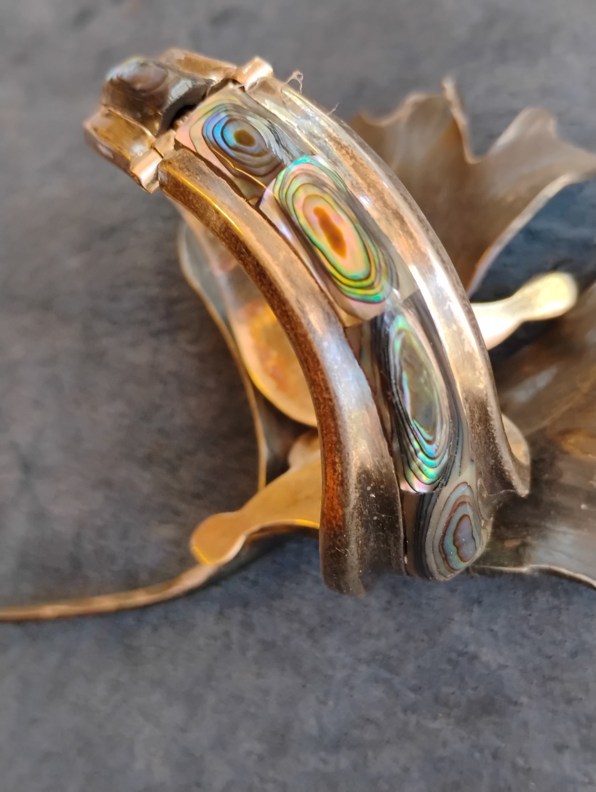950 High Purity Silver TAXCO Clamper Hinge Bracelet 60.4 grams TS-45 TILO