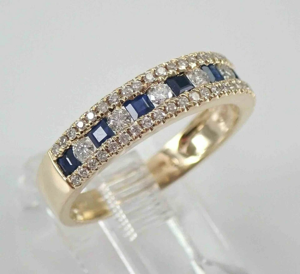 2CT Round Lab-Created Moissanite & Sapphire Wedding Ring 14K Yellow Gold Plated
