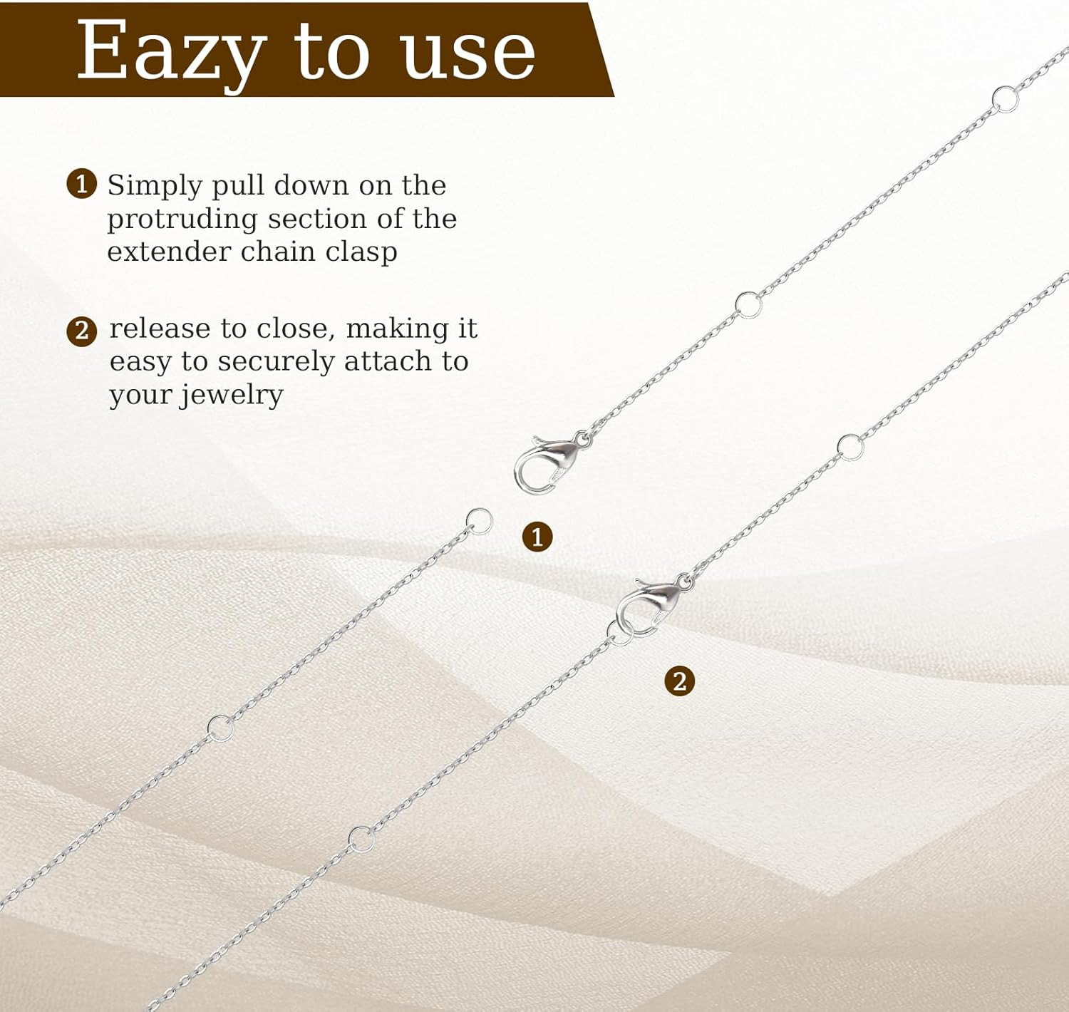 4 Pack Necklace Extender Chain, 4 Size Silver Necklace Extenders, 2/4/6/8 in Cha