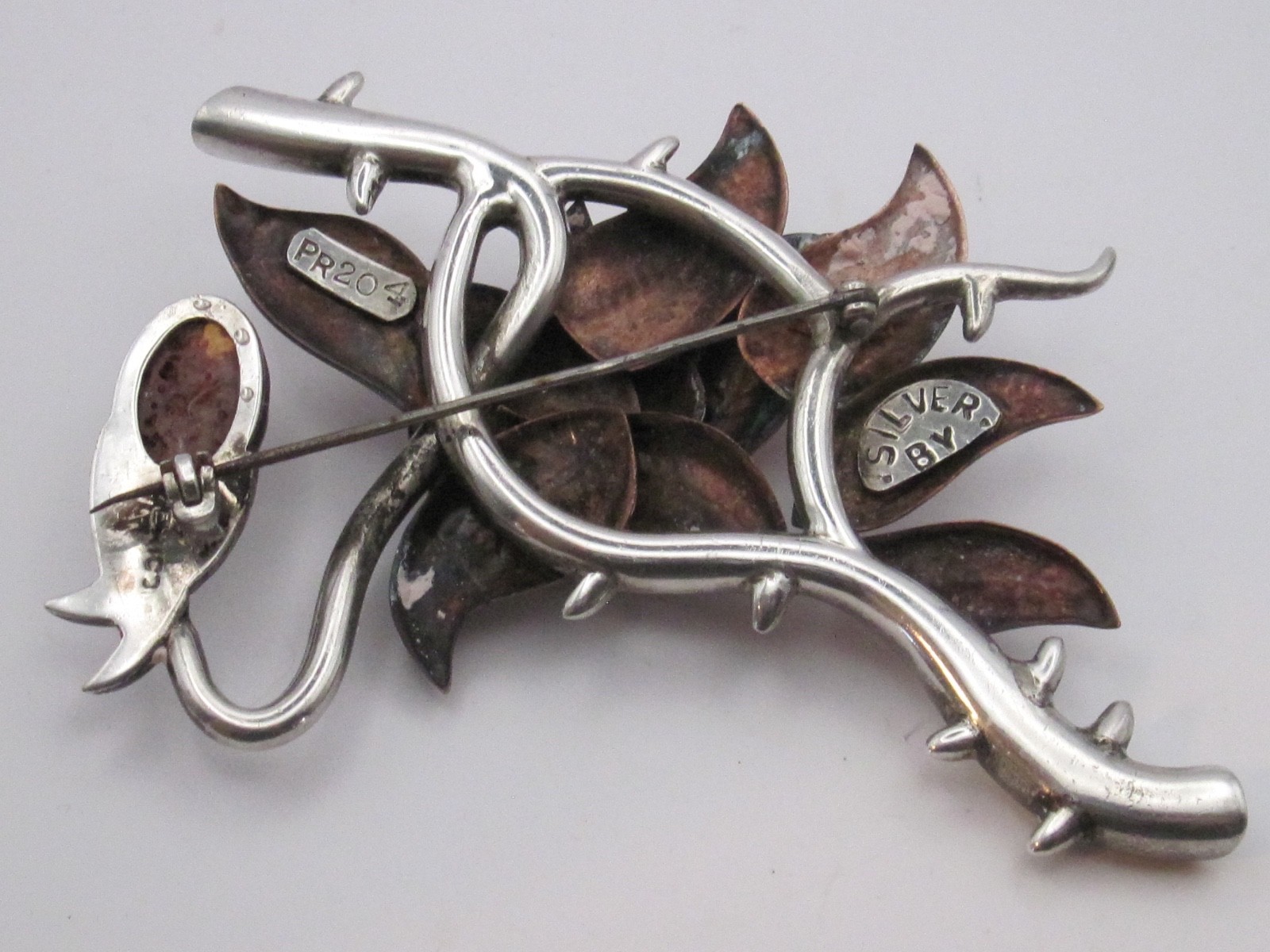 Silver by Tono Antonio Pineda Sterling and Copper Brooch Vintage Mexico Taxco