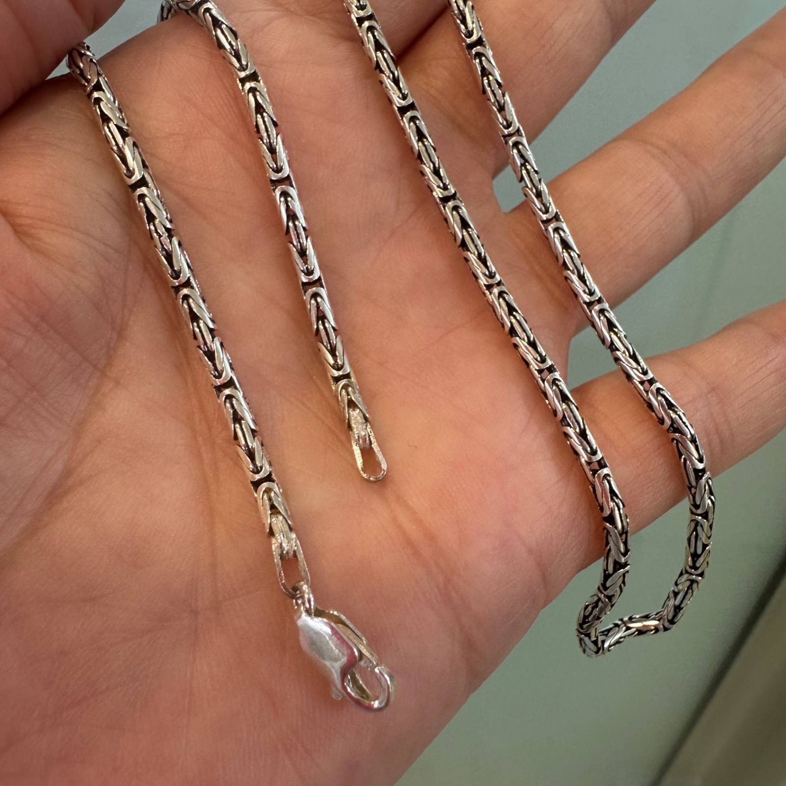 925 Sterling Silver Men’s Round Byzantine Chain Necklace 65 cm 25.5″ 18g Link