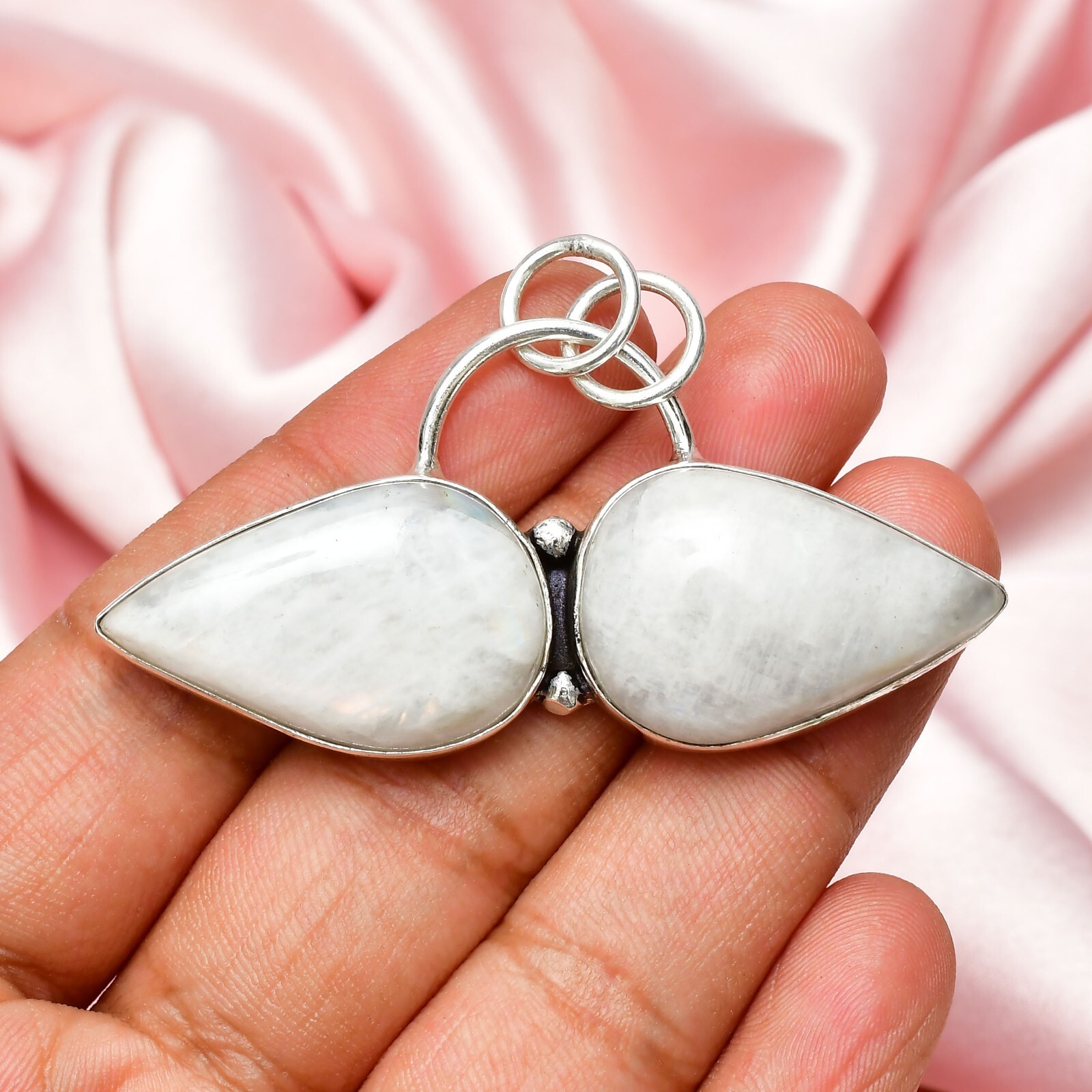 Rainbow Moonstone Gemstone 925 Sterling Silver Handmade Jewelry Pendant 1.56″