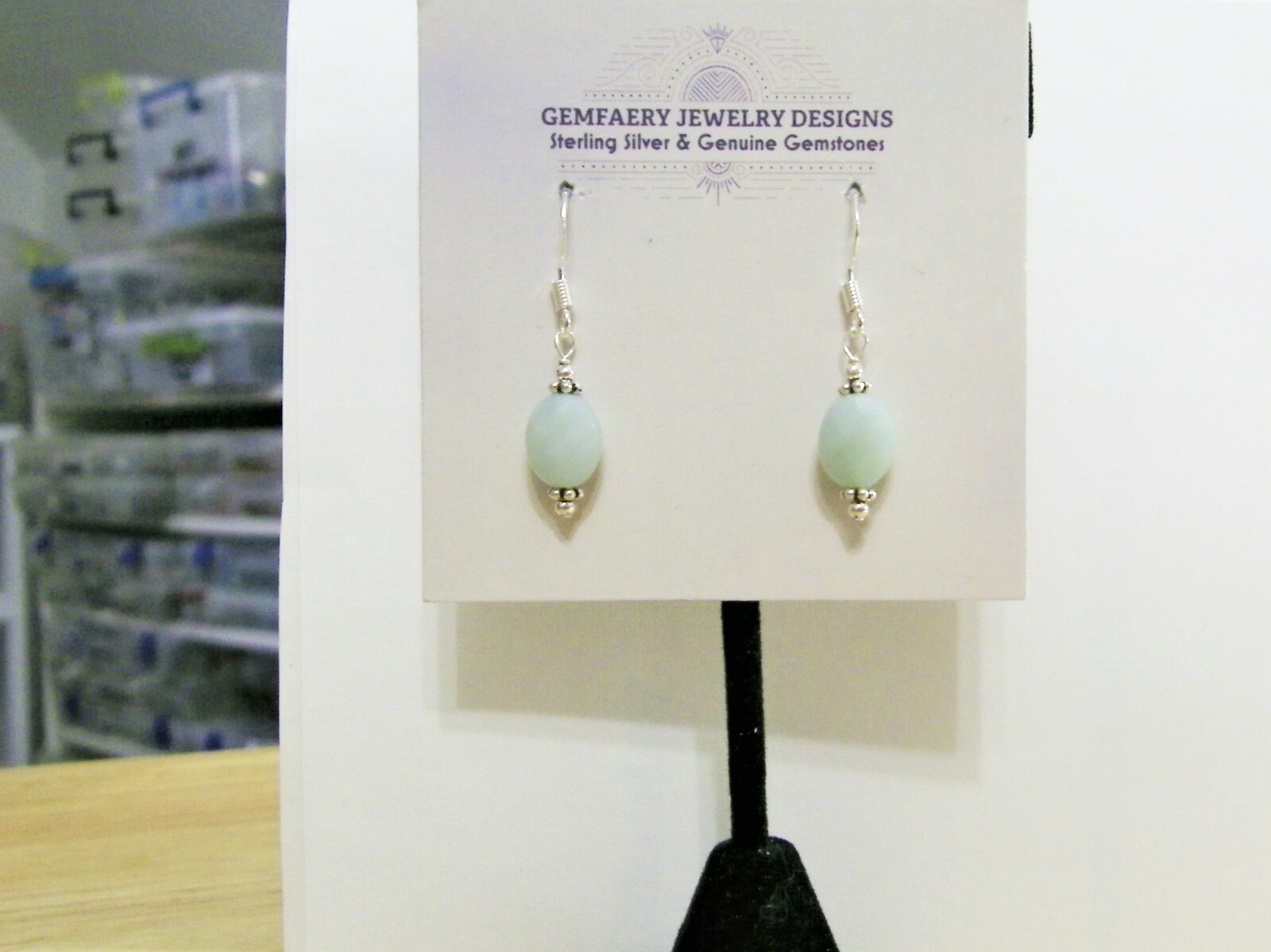 Sterling Silver Faceted AMAZONITE Petite Dangle Earrings #1417…Handmade USA