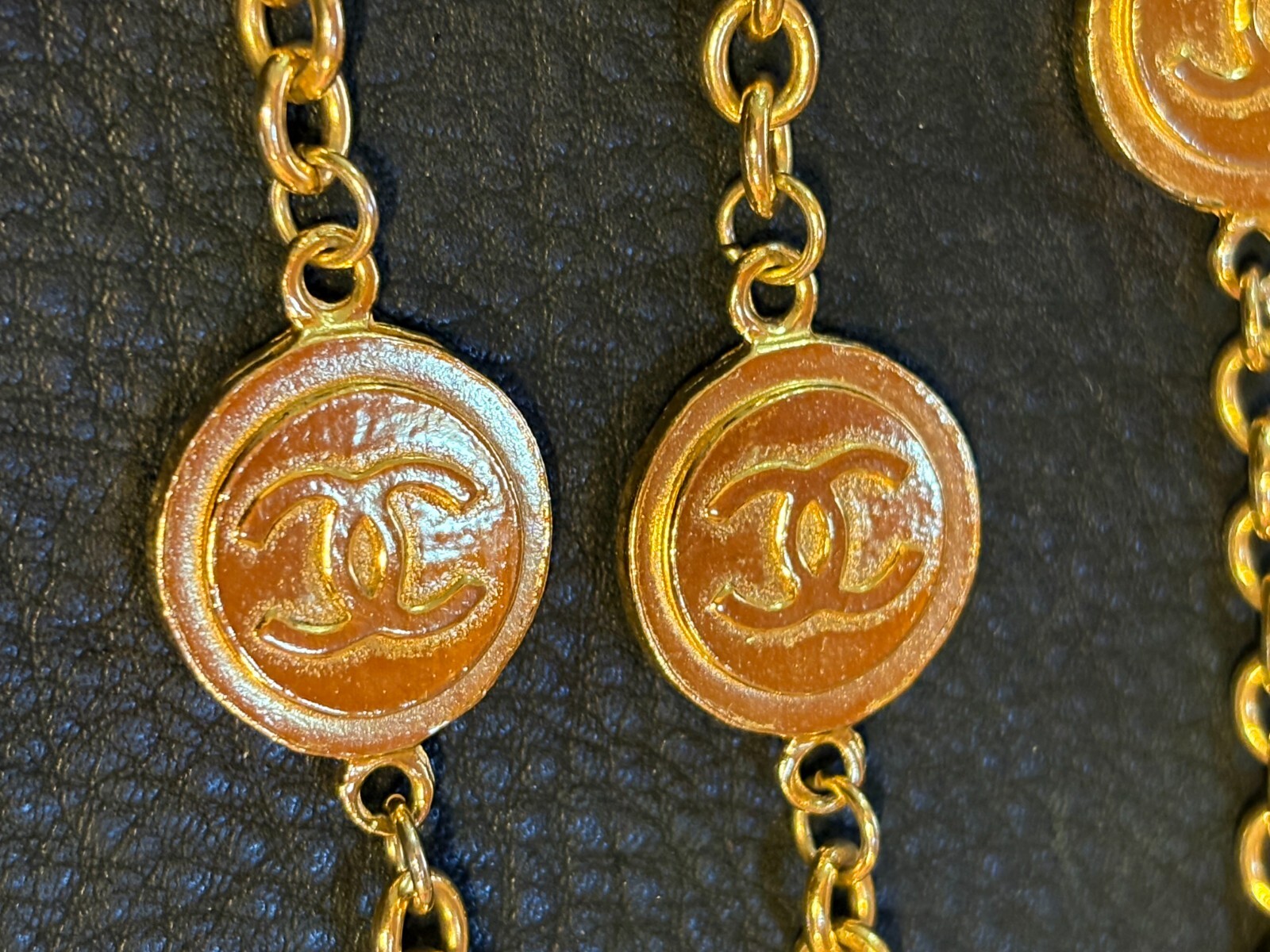 CHANEL Necklace AUTH Coco CC chain Rare Pendant Gold 180cm Choker Medal Coin F/S