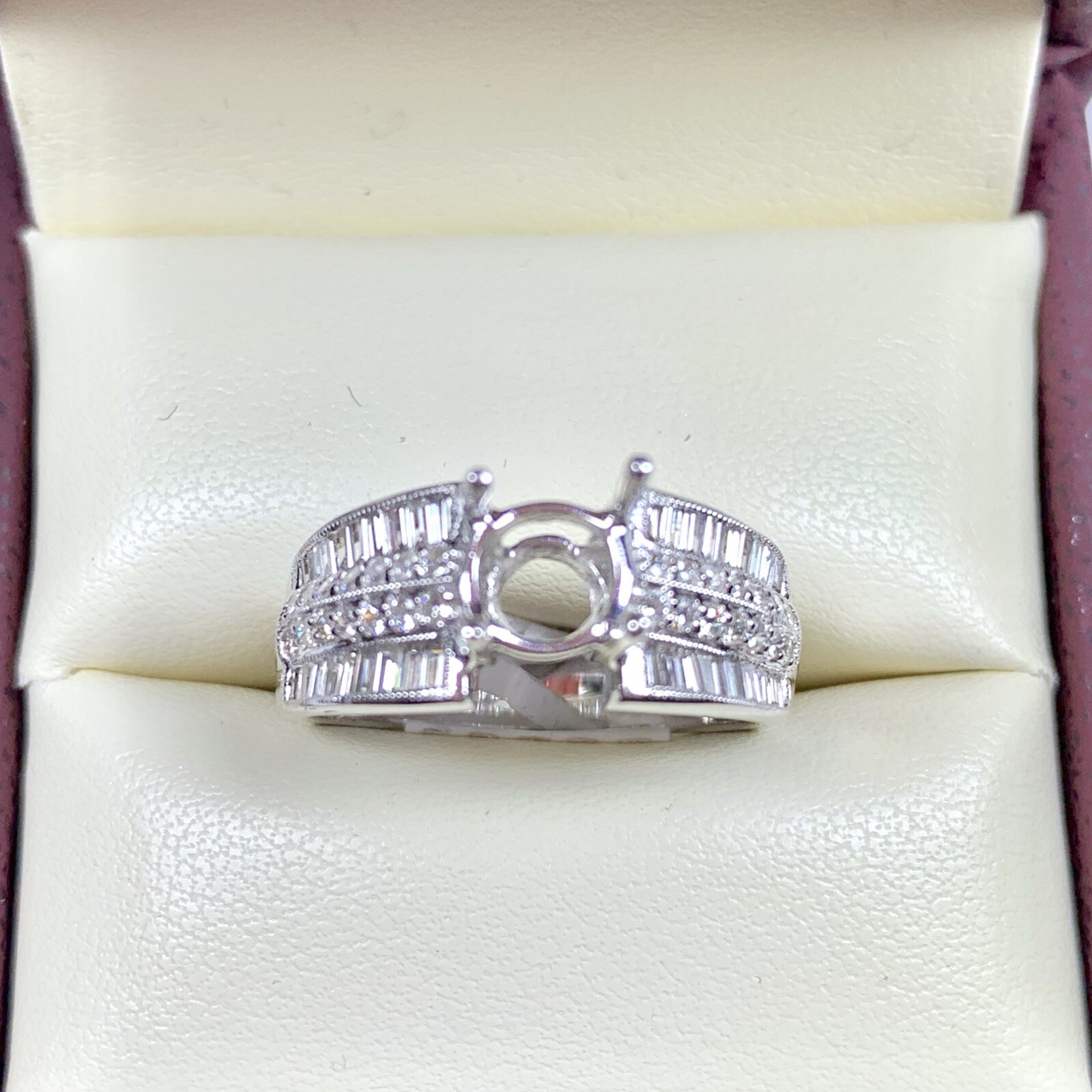0.89 ct Diamond Semi Mount Engagement Ring in 18k White Gold