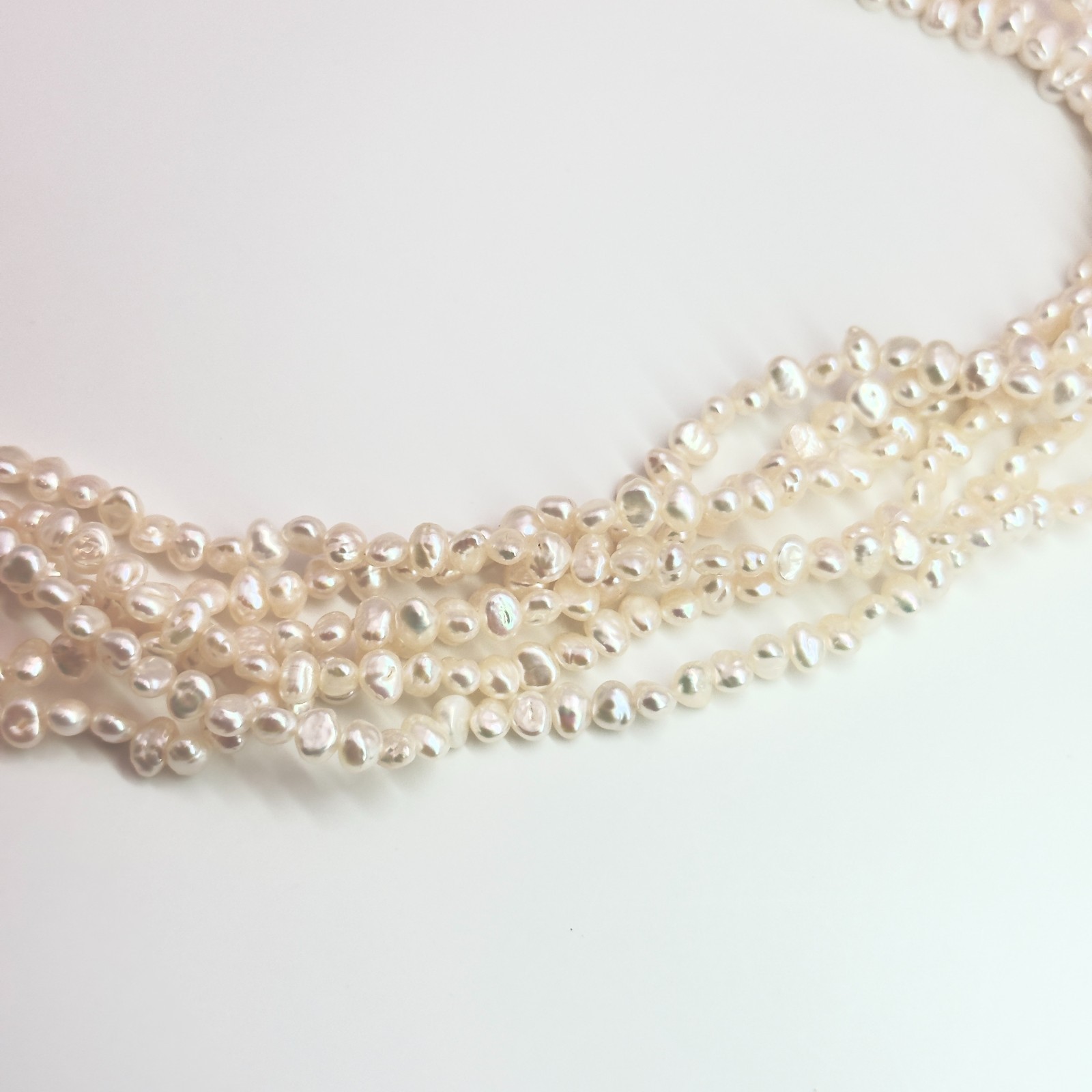 TASAKI Authentic Baroque Pearl 3-Strand Necklace Silver SV 80cm 31.5″ No Box JP