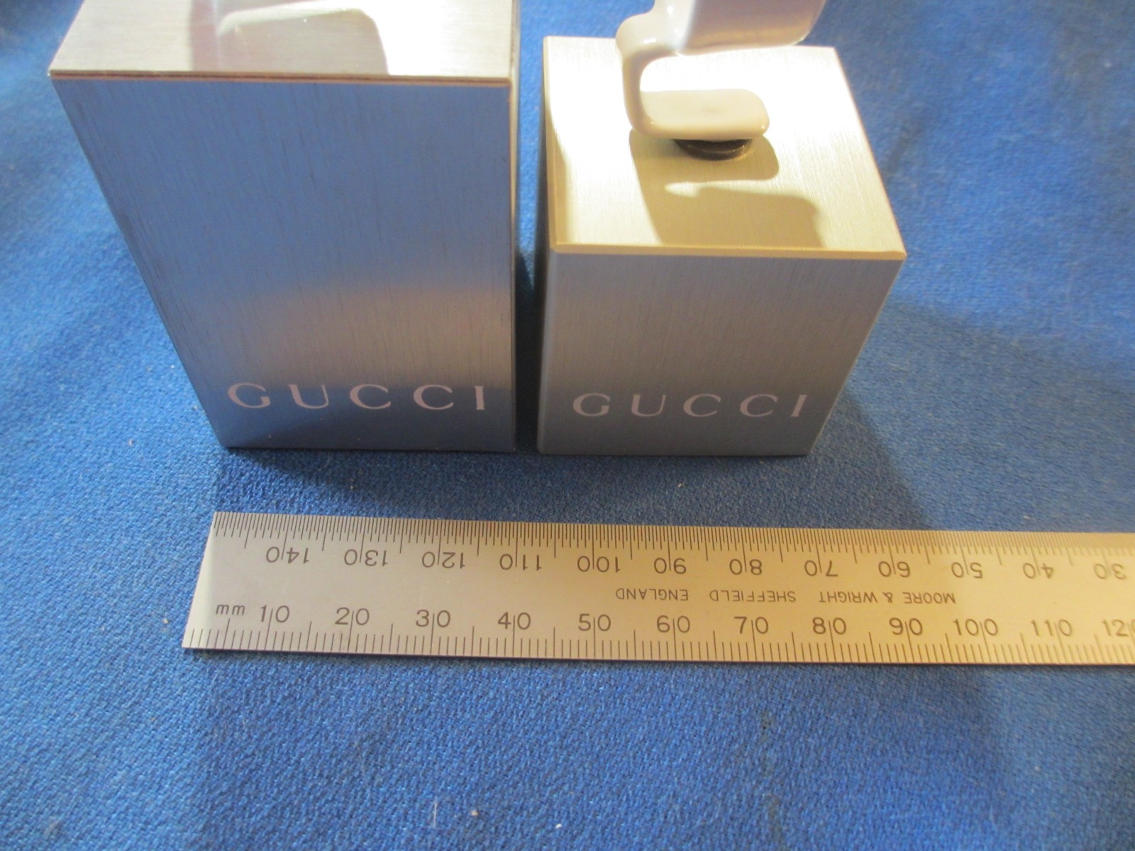 Watchmaker Estate two Vintage Genuine GUCCI STEEL TONE Displays Dealer Collector