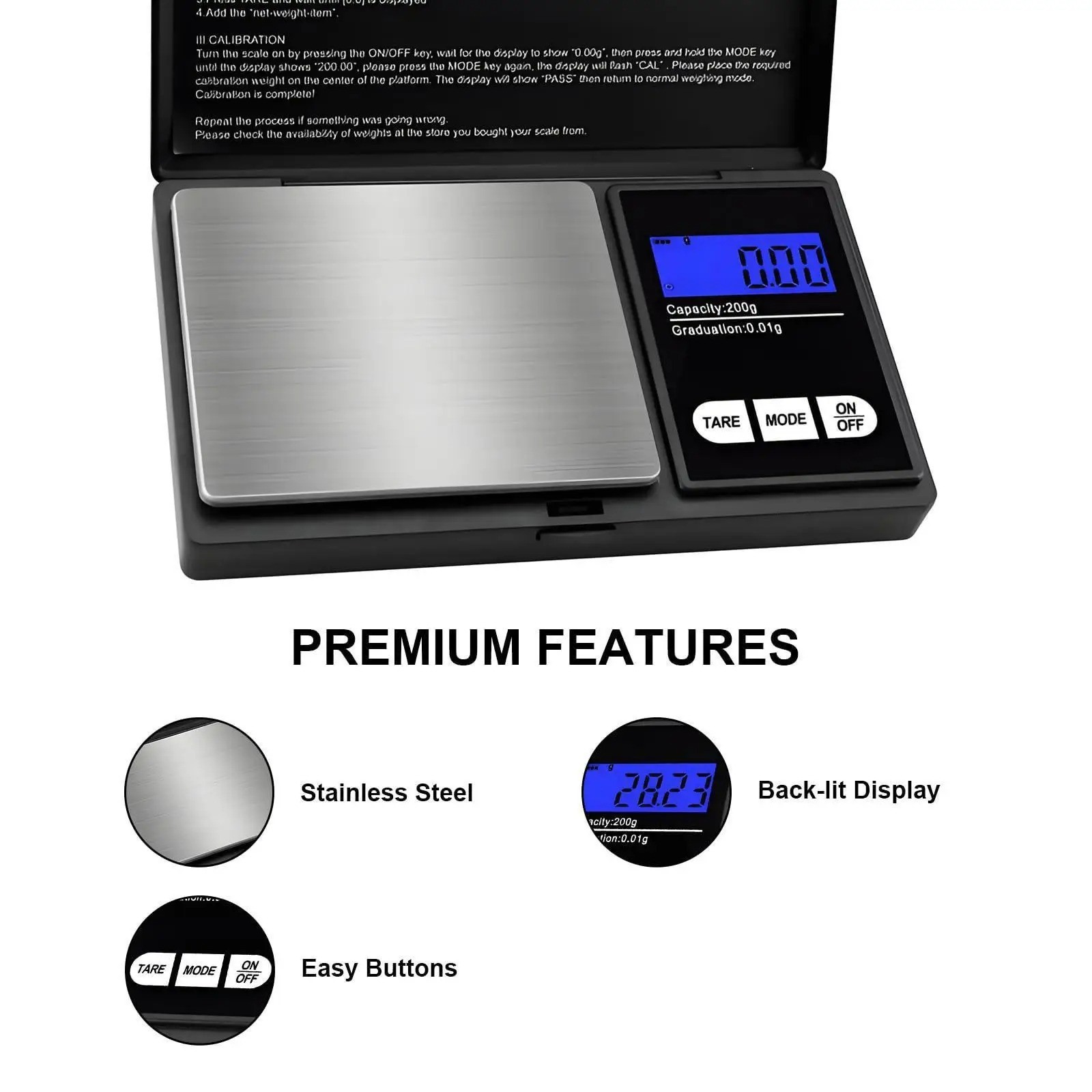 Digital Pocket Scale 0.01g High Precision Jewelry Gold Gram Weight Scale