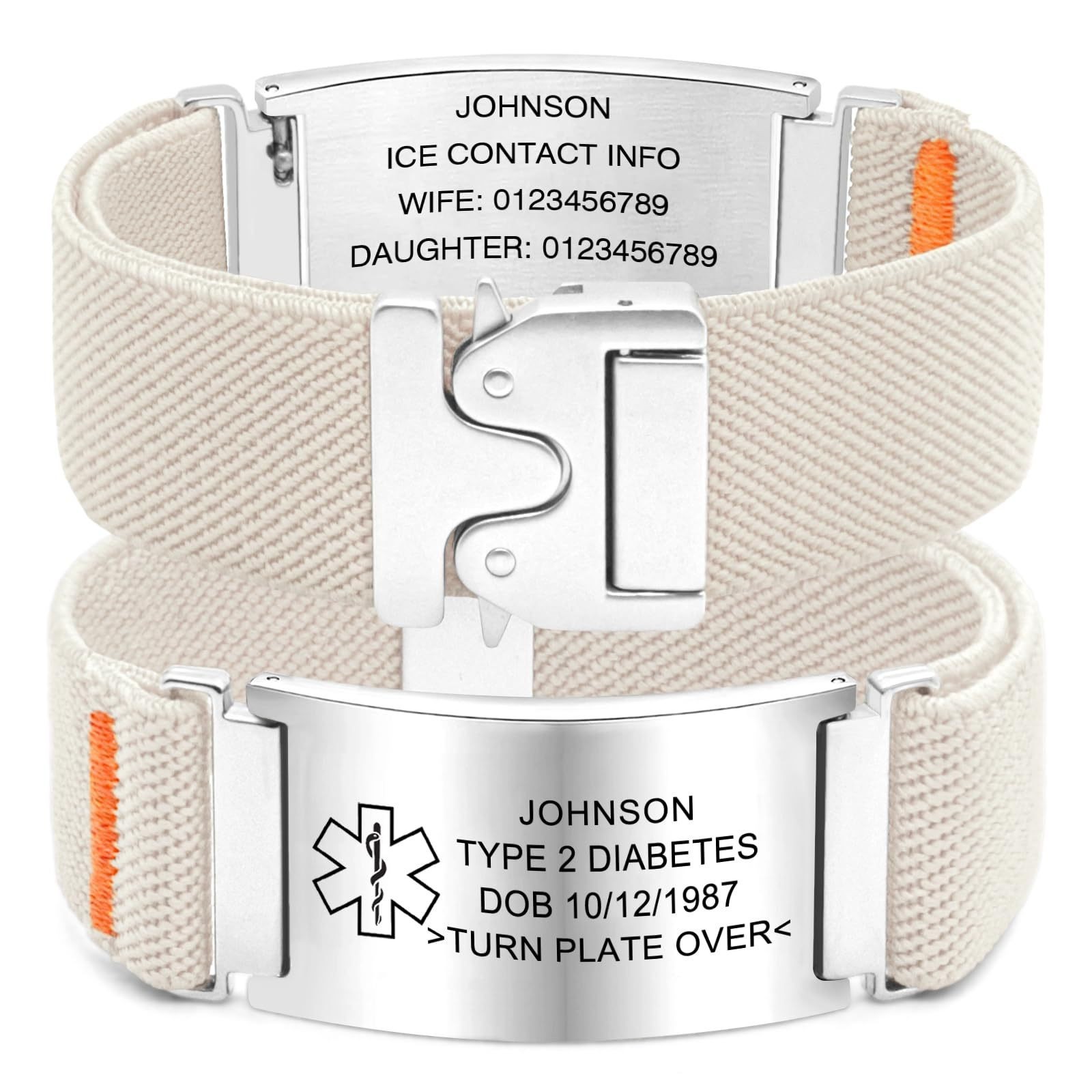 Free Engraving Medical ID Bracelet Parachute Buckle Knitted Emergency Wristband