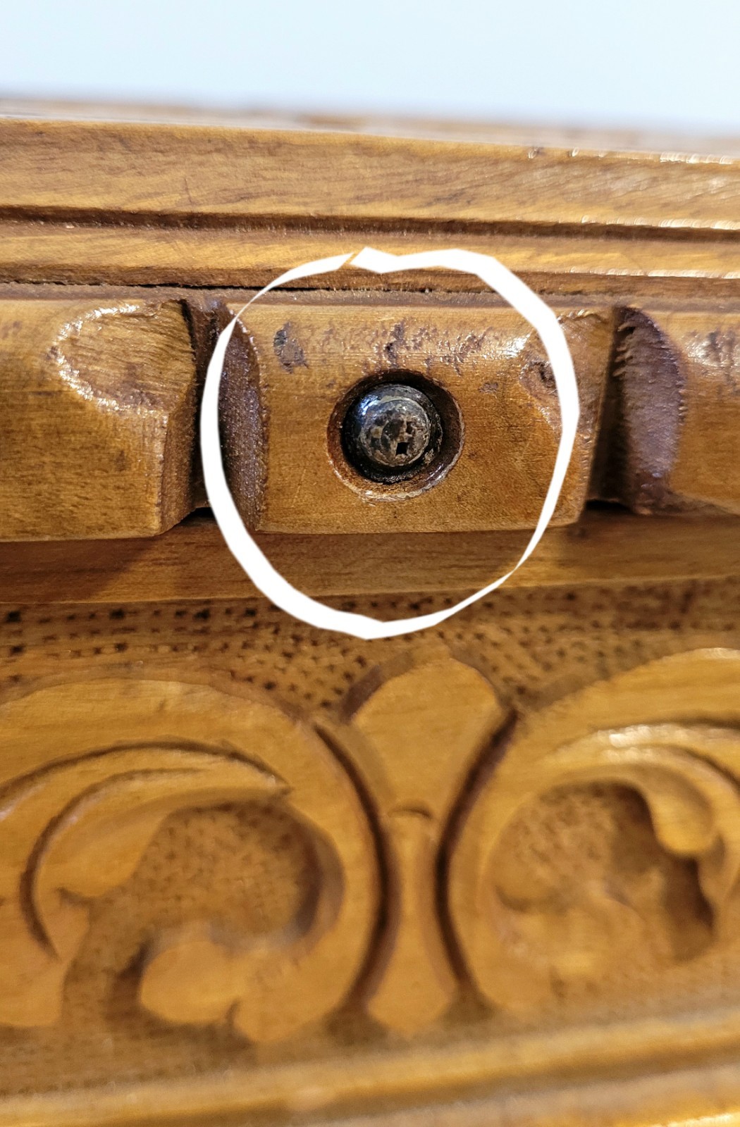 Vintage Hand-Carved Walnut Wooden Treasure Box with Rose Rotation Puzzle Lock