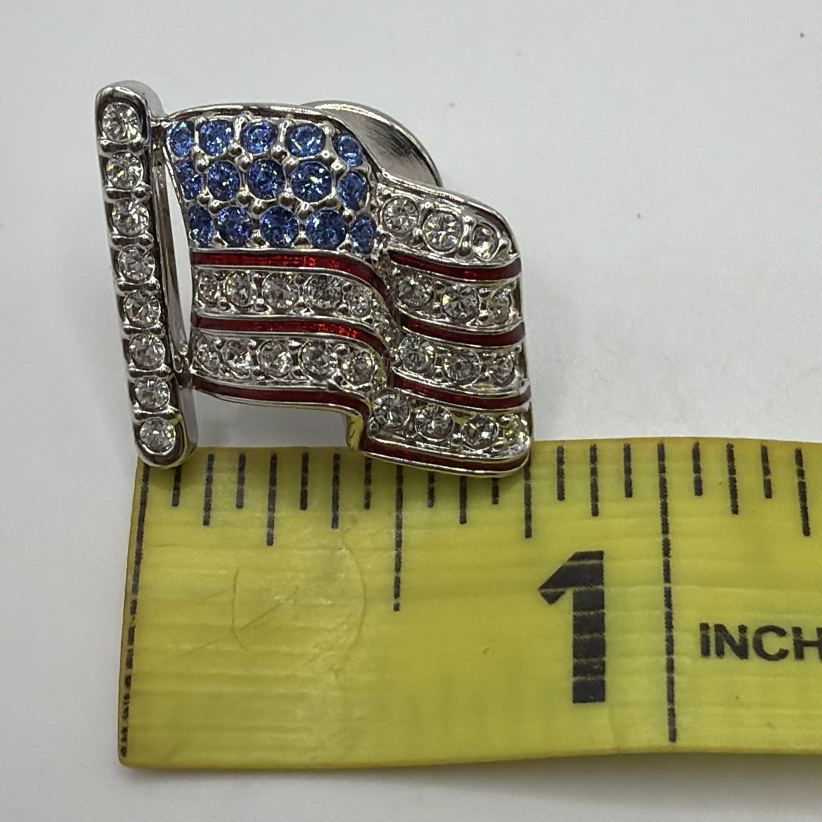 American Flag Swarovski Crystal Pin Brooch Red White And Blue Retired
