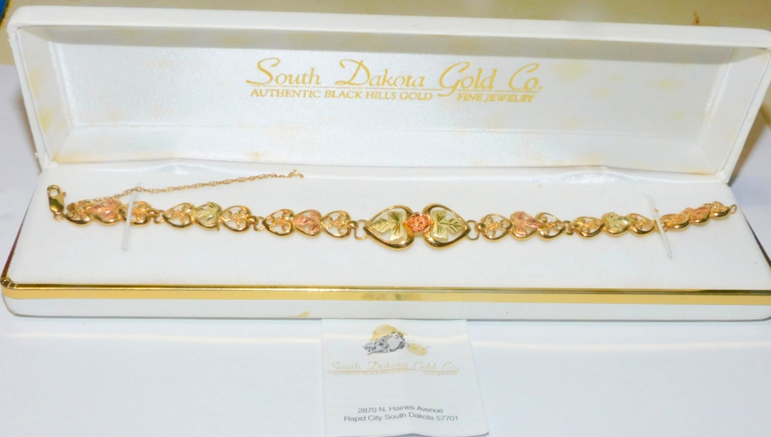 Black Hills Gold 10k Heart Rose Link Bracelet