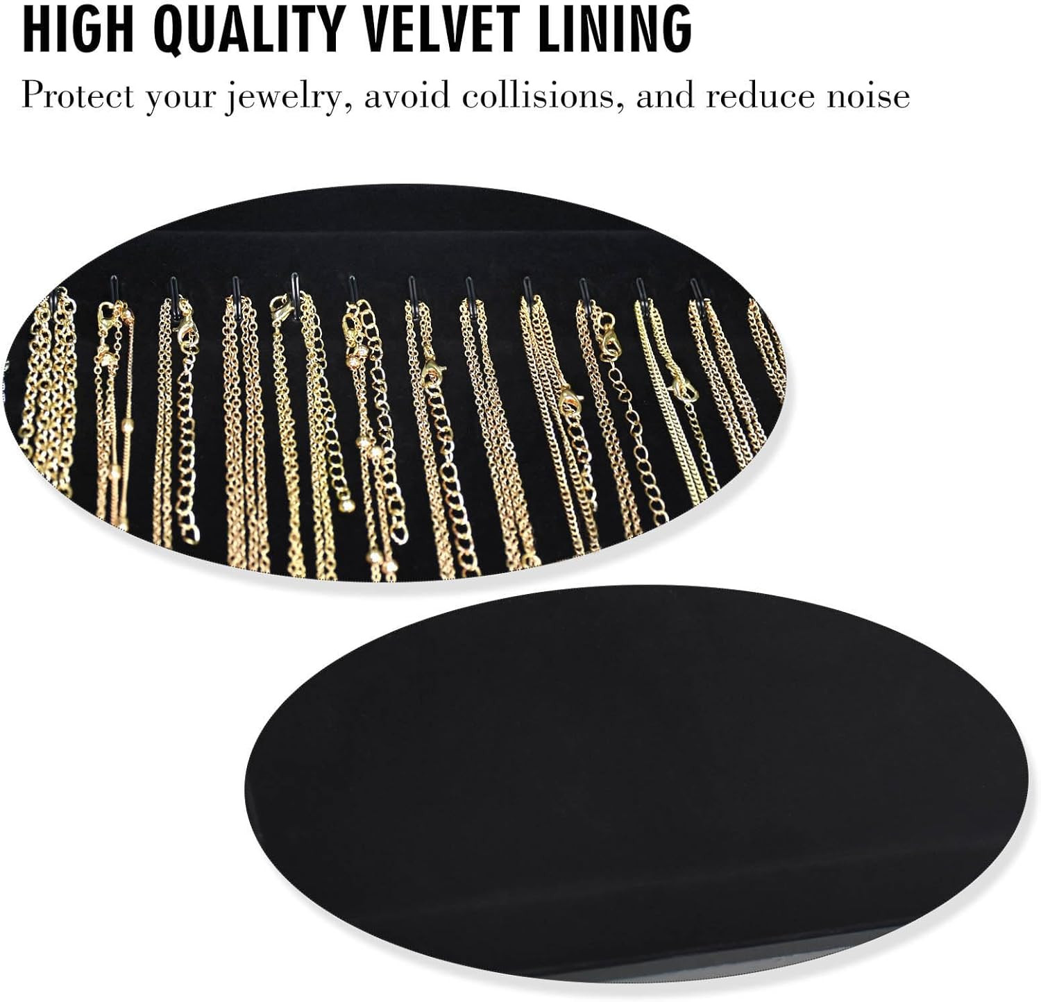 Necklace Organizer Box with Clear Lid Velvet Tray for Jewelry Storage Display Ca