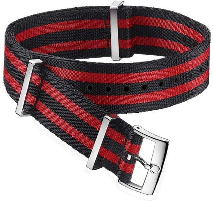 Omega 031ZSZ002042 20mm Nylon Fabric 12″ Black & Red Polyamide Strap