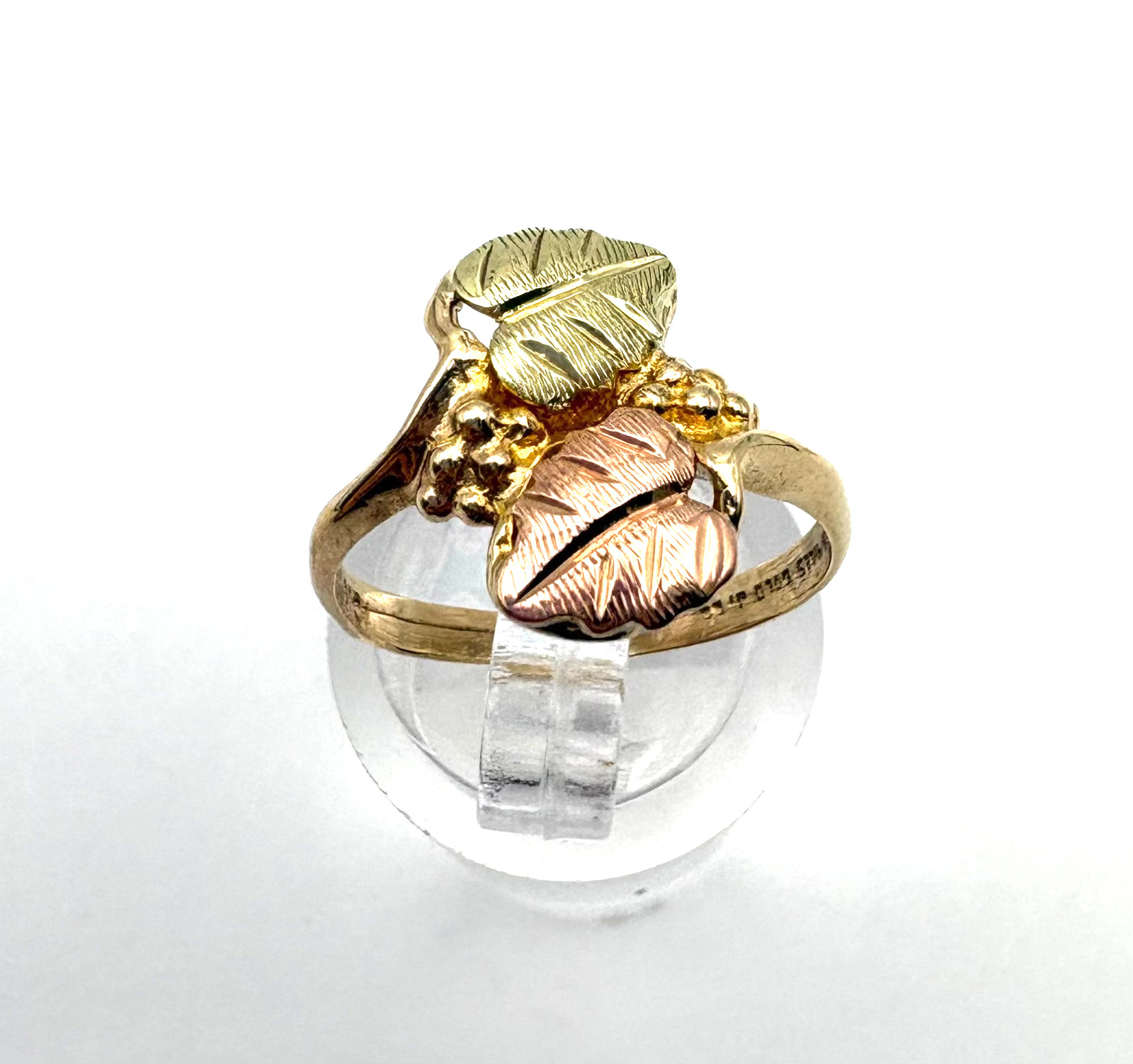 estate 10k yellow gold two tone leaf ring sz 6 – 2.4 grams $299 #901 24 hr. ship
