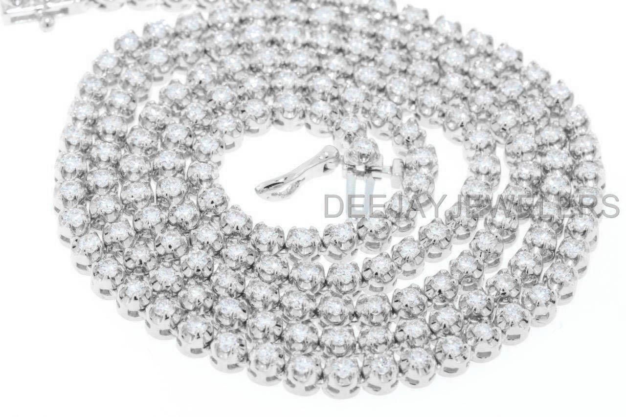 Natural 15ct Diamond Eternity Tennis Necklace 14k White Gold 17Inch