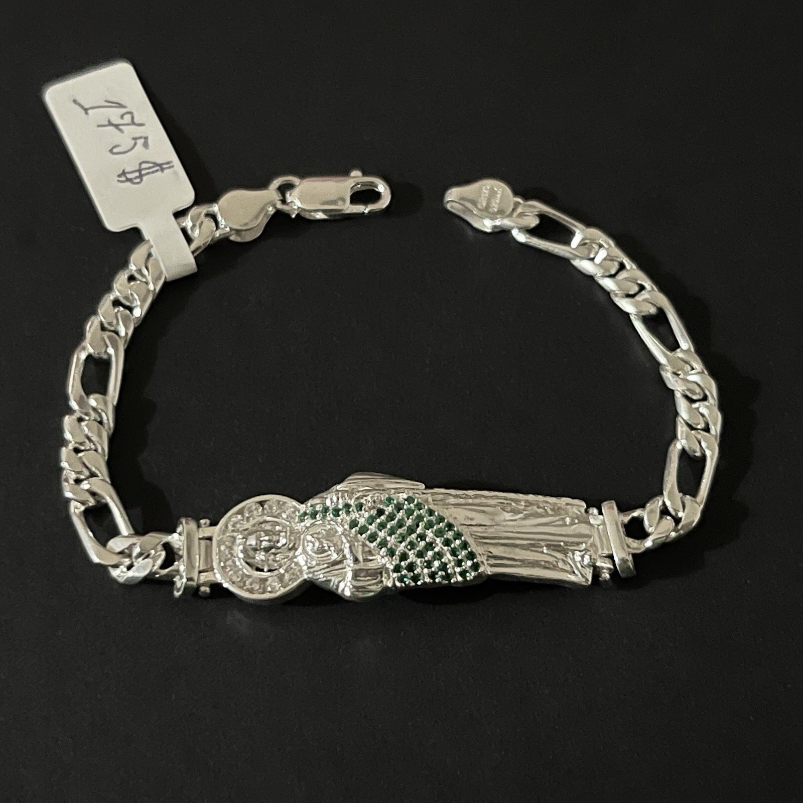 Esclava fígaro con dije de San Judas Tadeo plata 925 – 8 inch