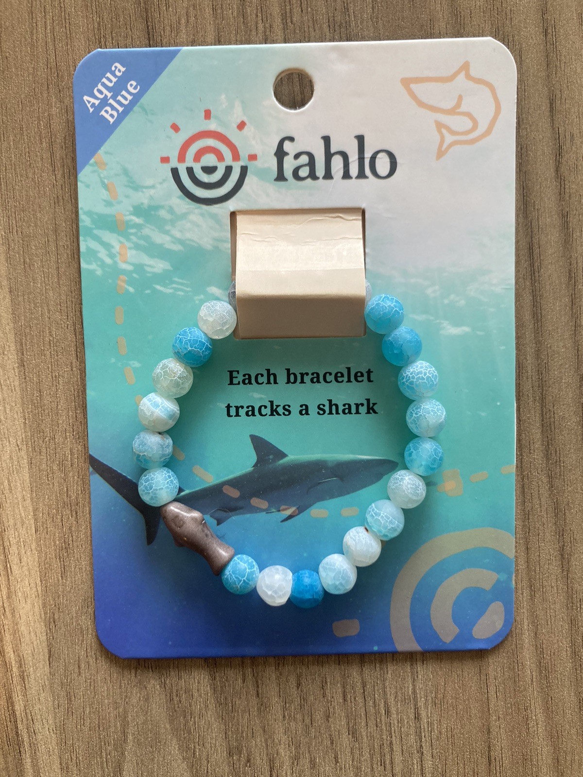 Fahlo Shark Tracking bracelet, Aqua Blue Endangered Species Jewelry NWT