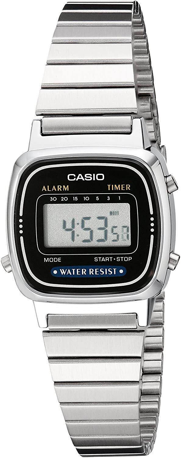Casio Women’s Quartz Alarm Timer Silver-Tone 25mm Digital Watch LA670WA-1