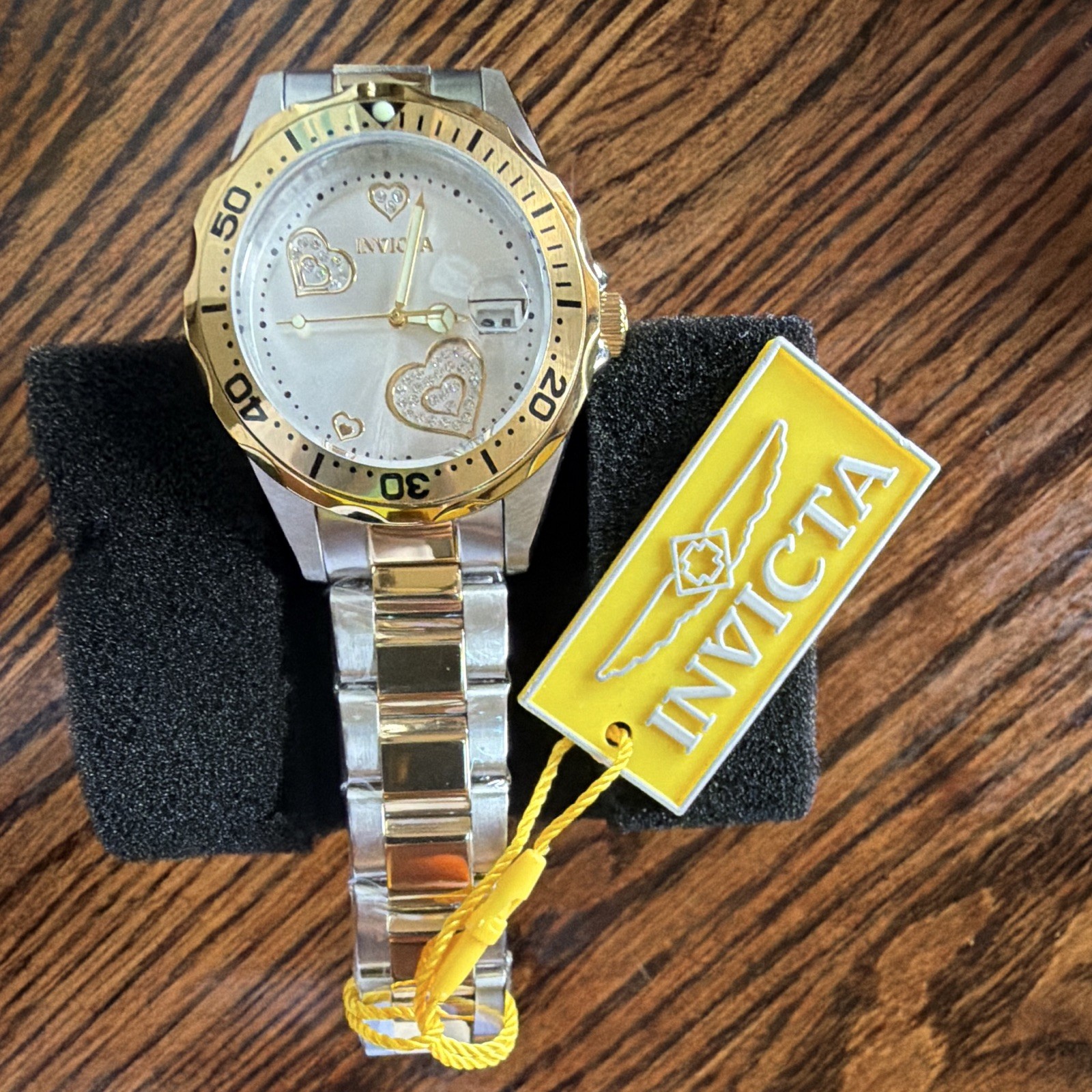 Invicta Pro Diver Women’s Two-Tone Stainless Bracelet Hearts Dial Quartz Date