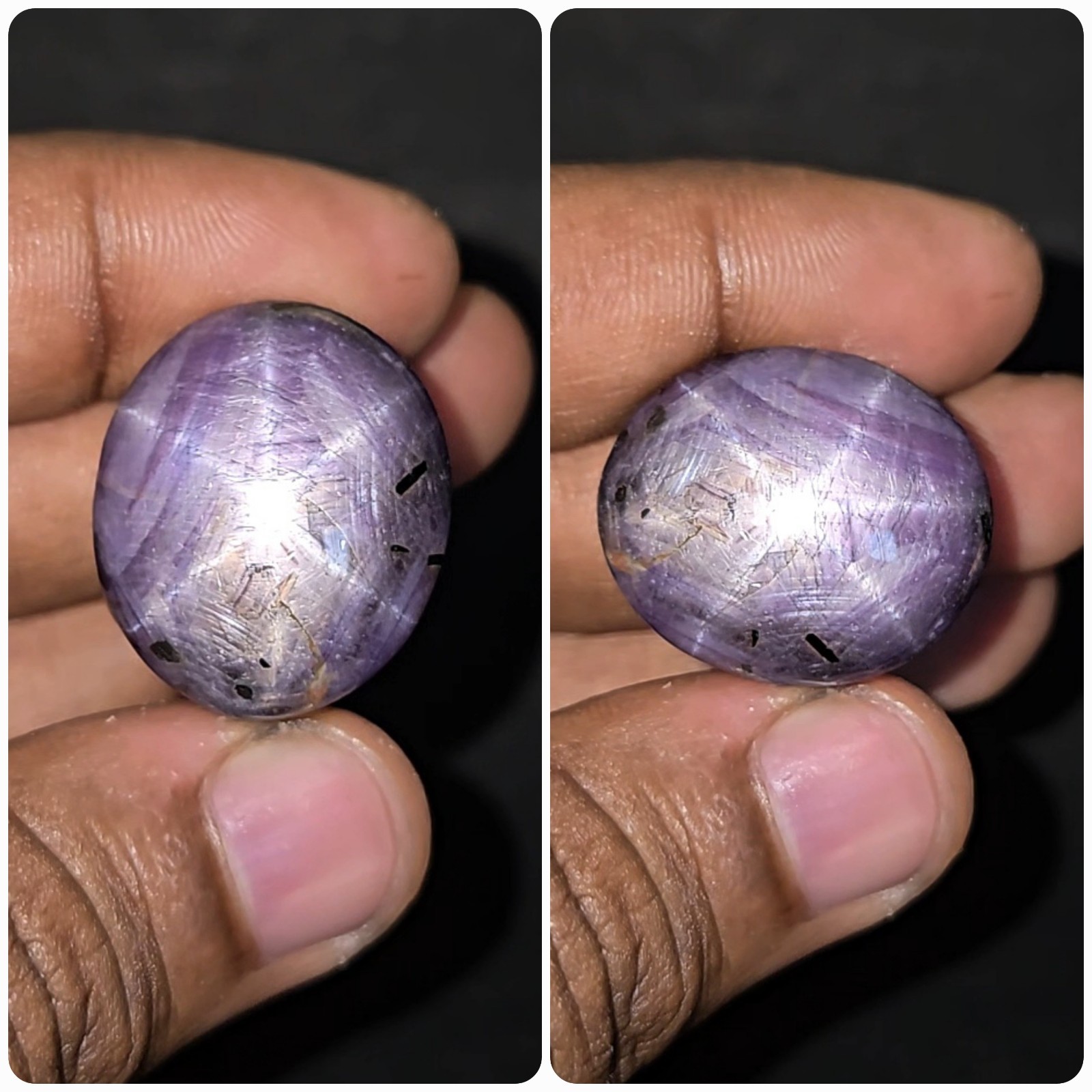 Natural Star Sapphire untreated loose gemstone 99.20 ct Cabochon Purple Oval