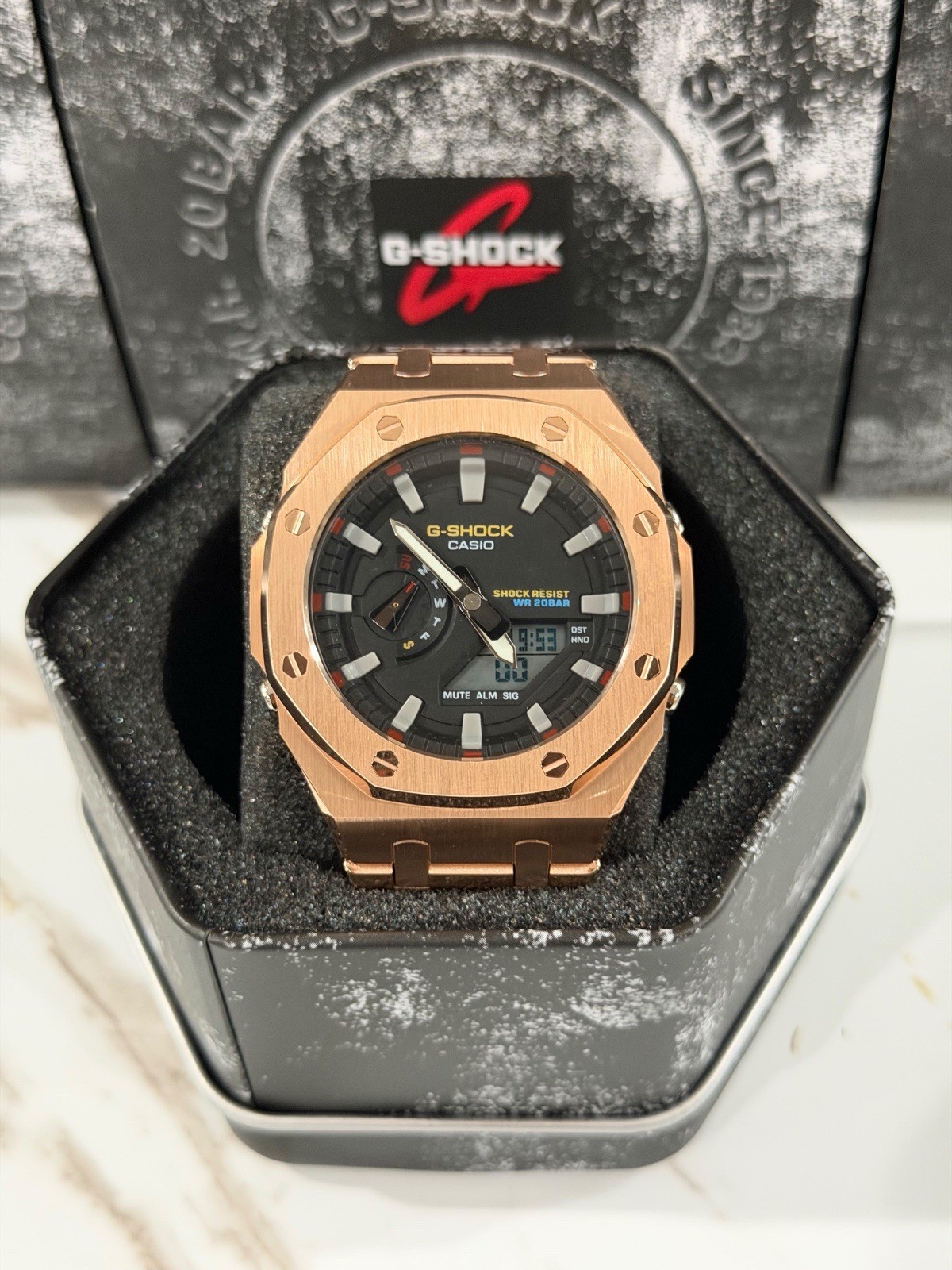 Casio GA-2100 G-Shock Watch – Sandblasted Metal Case Mod – Blue Dial