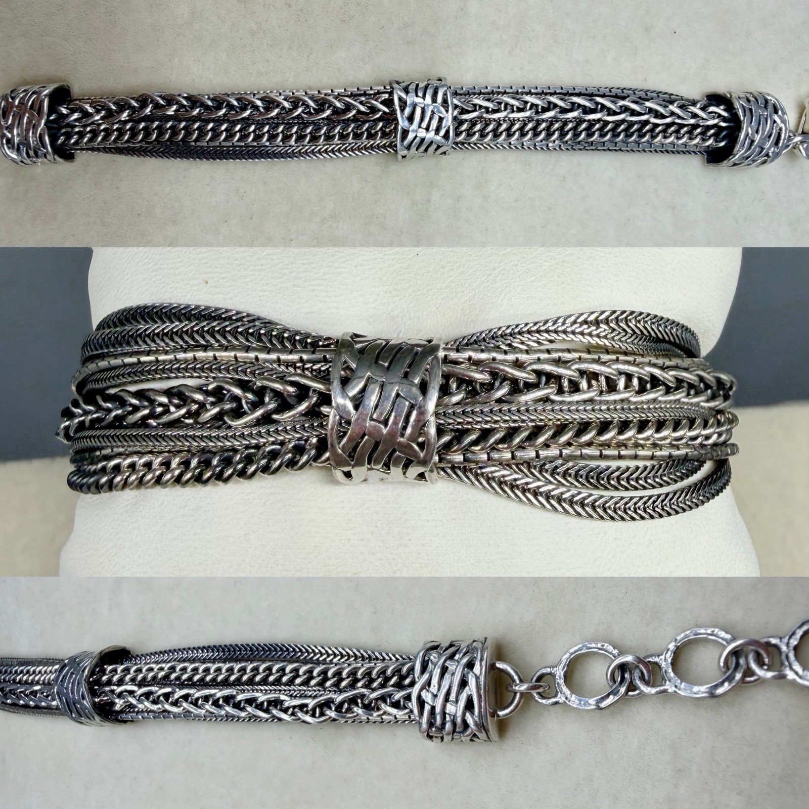 Silpada B1702 Talk of the Town Multi Strand Sterling Silver Bracelet Retired 8”