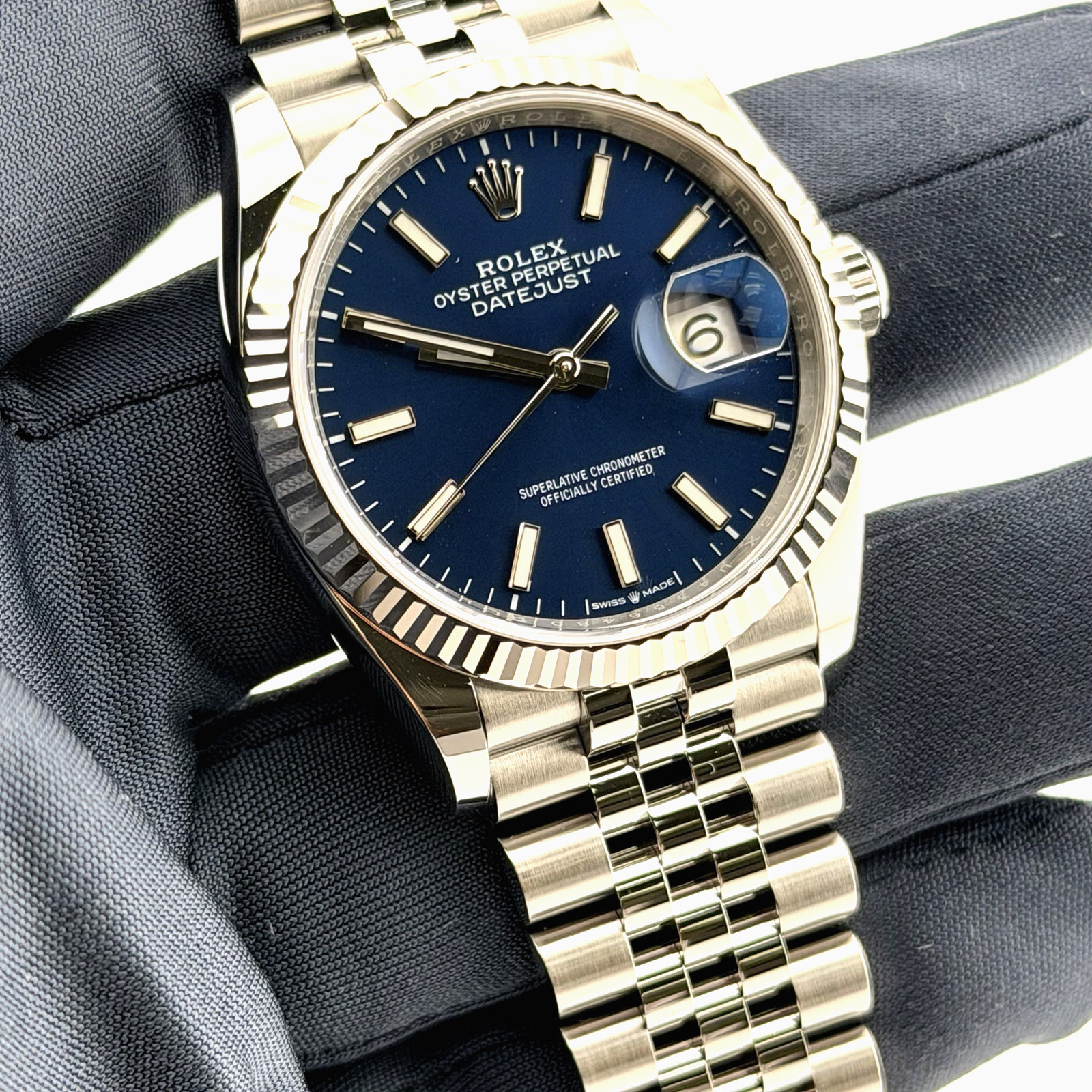 Rolex Datejust 36 126234 Blue Dial 36mm 18k Gold Steel Jubilee Box Paper