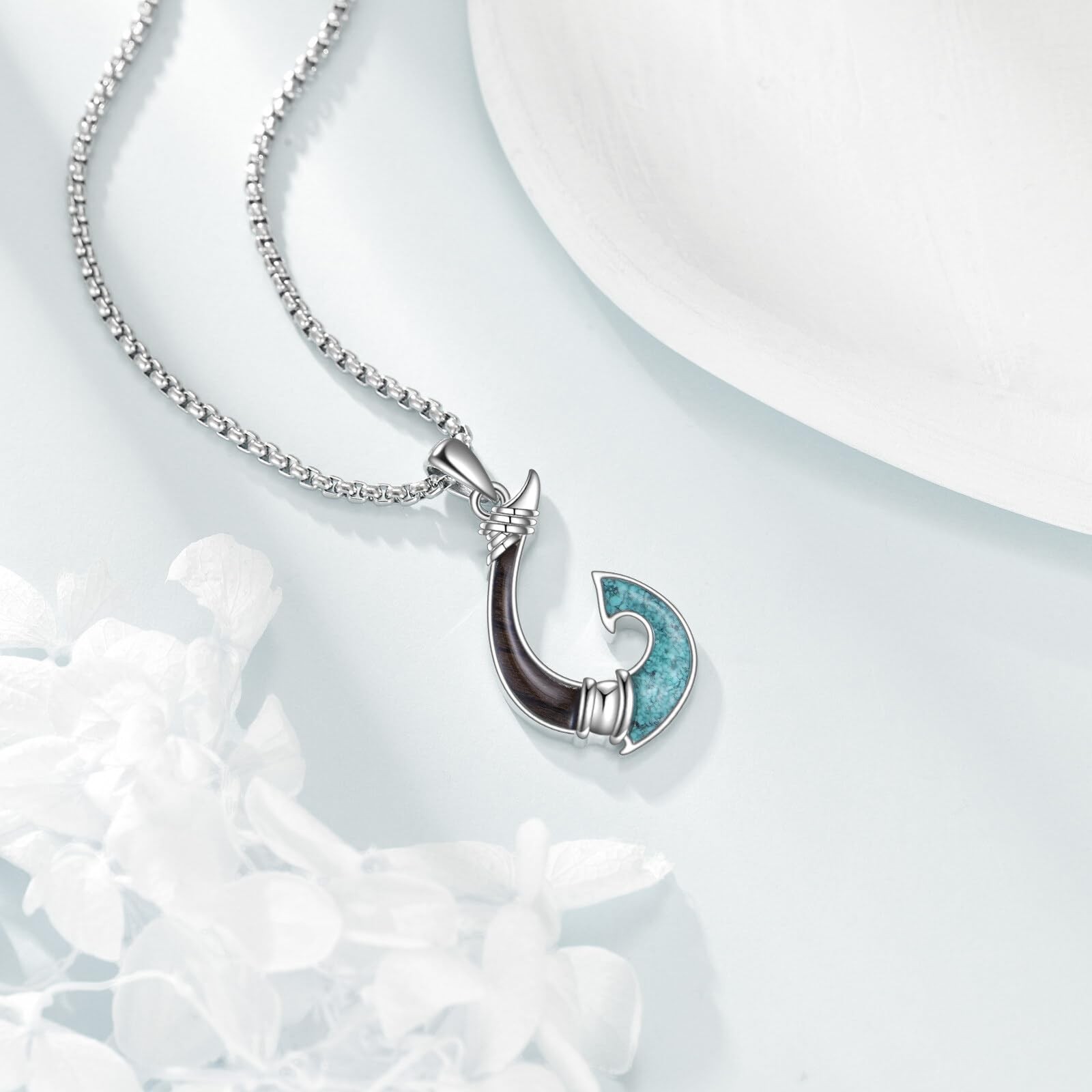 Fish Hook Necklace 925 Sterling Silver Hawaii Fishing Hook Pendant Jewelry Gi…