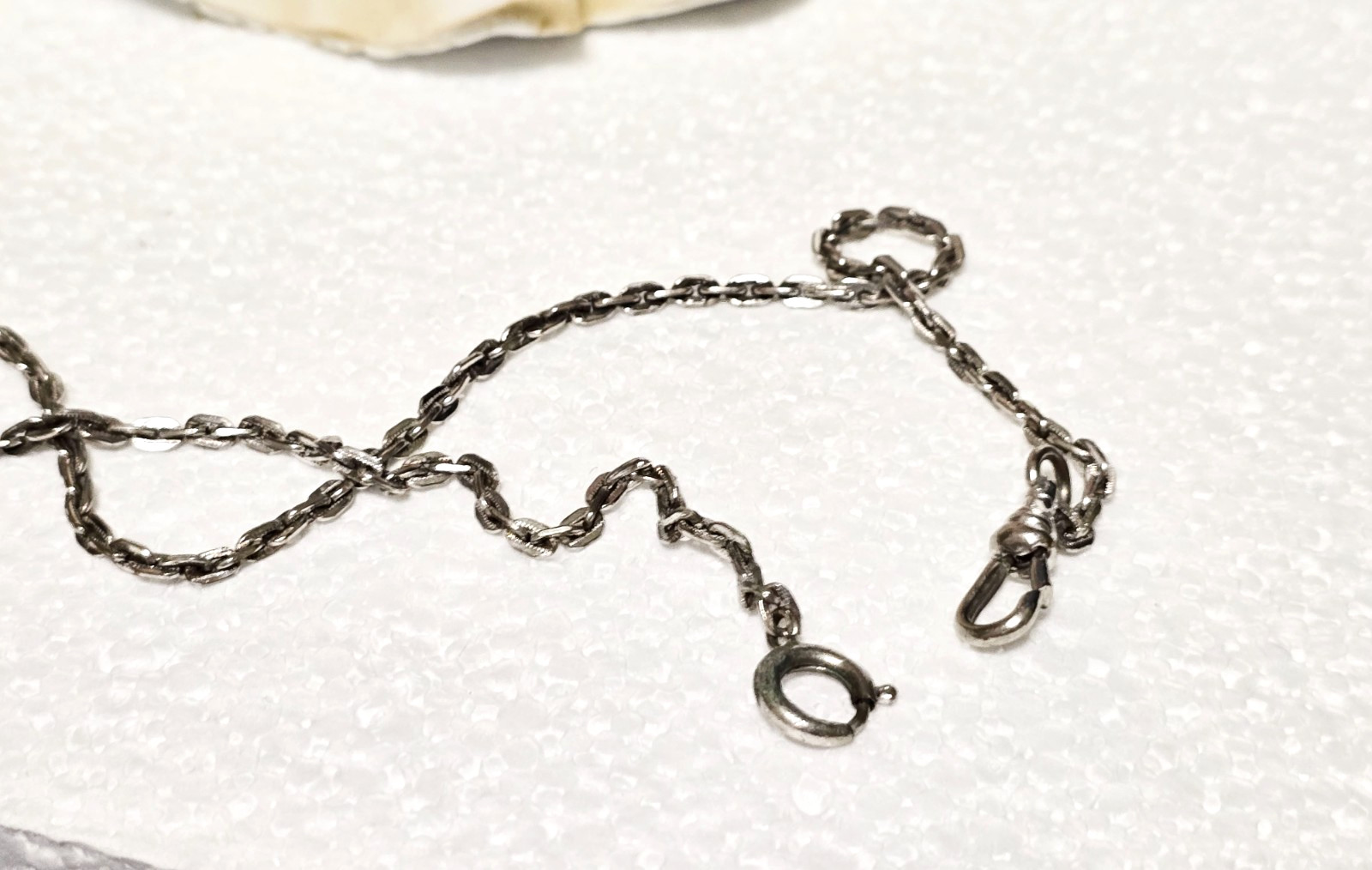 Antique RADIO Watch Chain c.1900-1925 Silver Metal 13 1/2″ Edwardian Accessory