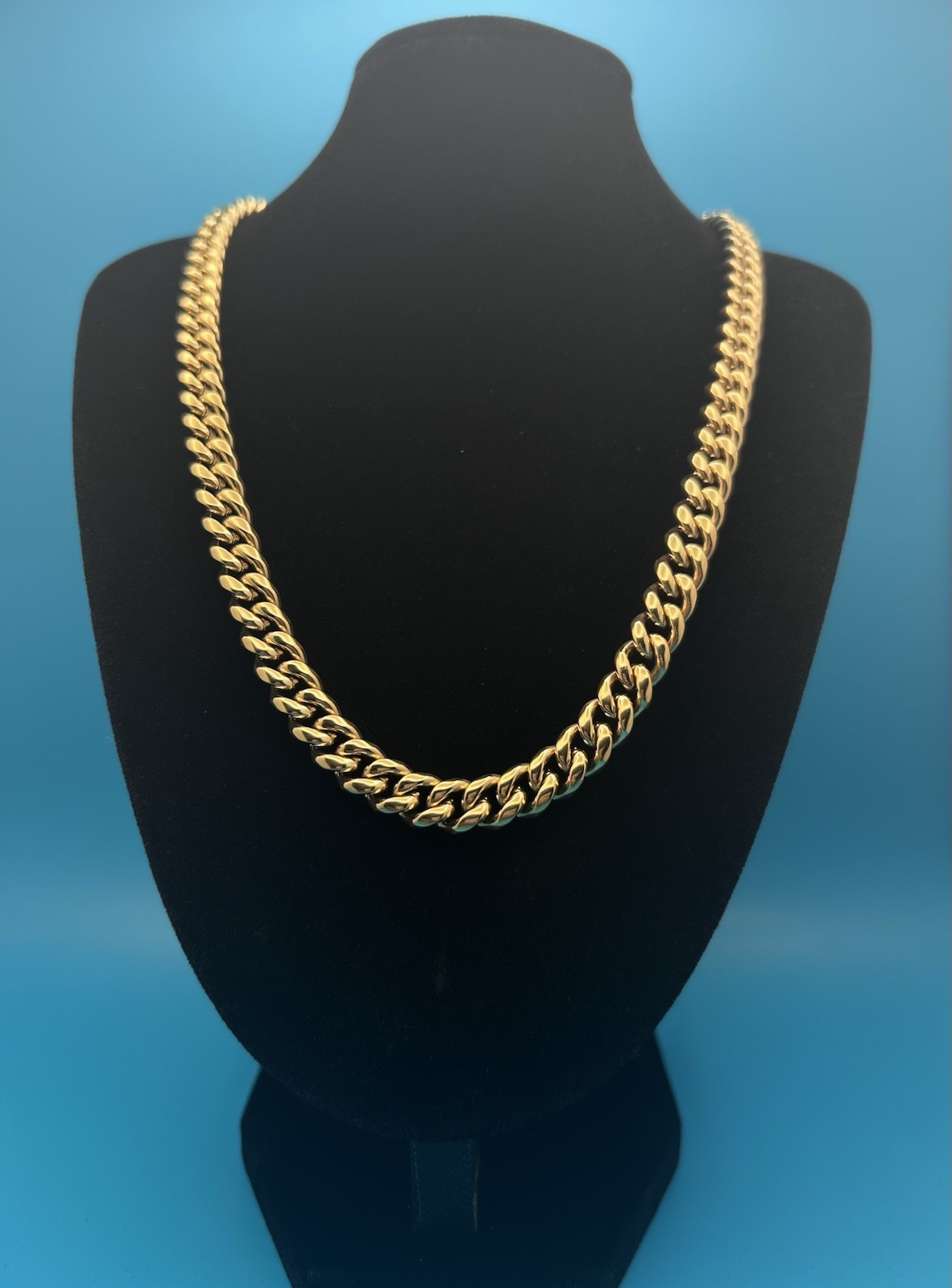 Cadena cubana Para Hombres chapada en oro 14k En Acero Inoxidable 8mm