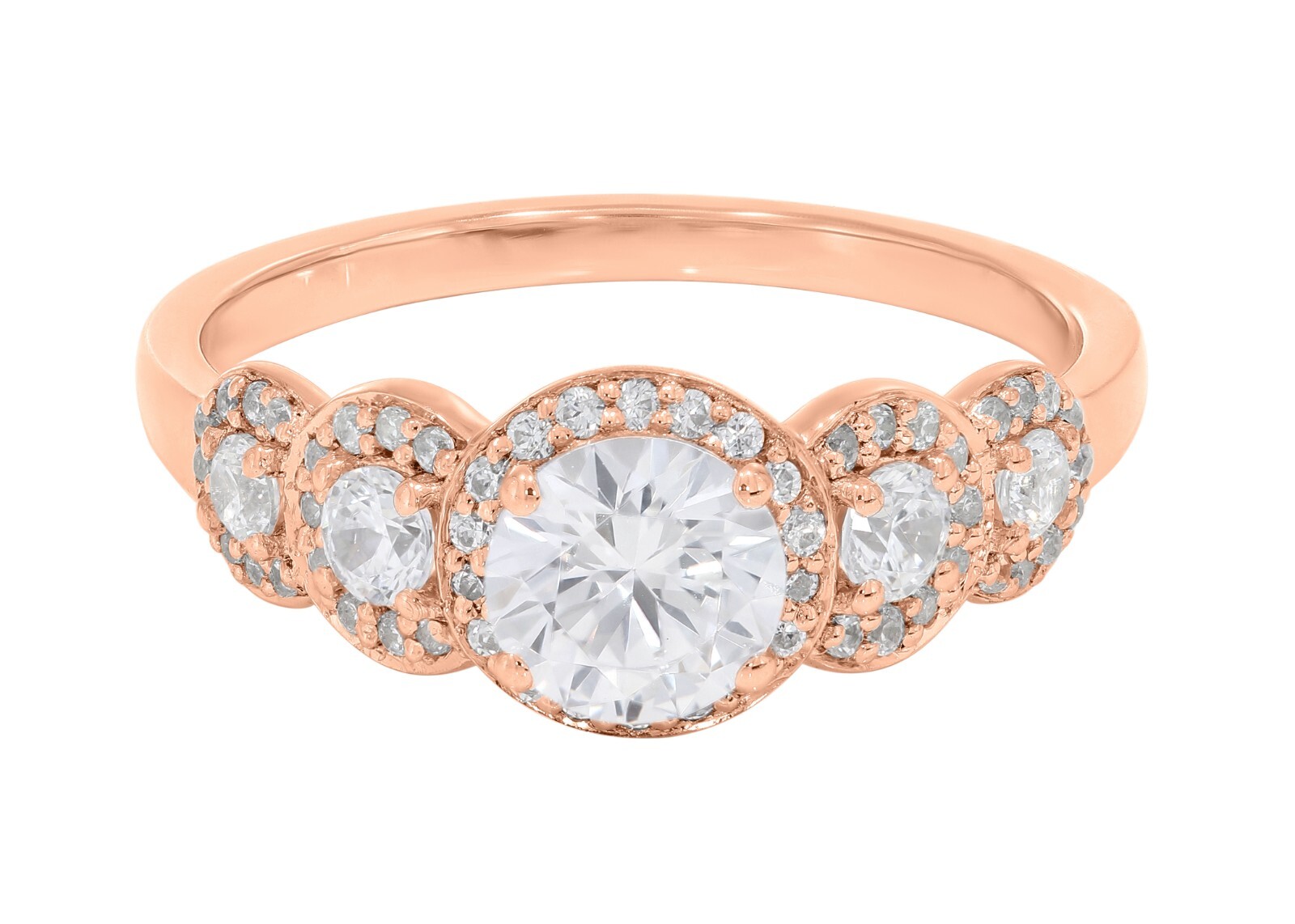1.08 ct Round Lab Grown Diamond Ring Certified 14k White Gold