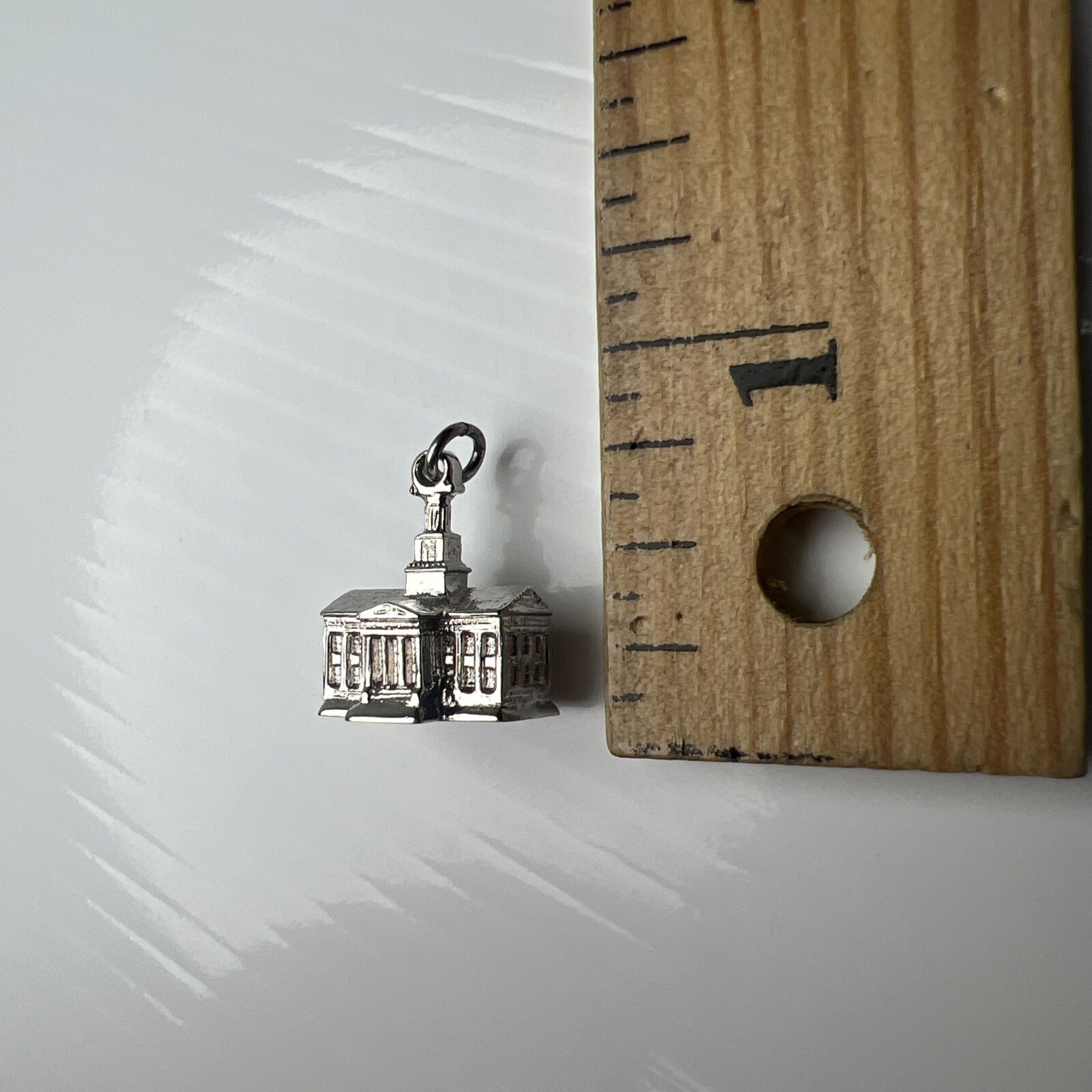 Kinney 925 Sterling Silver Retro Pendant Charm Old Capitol Iowa City Building