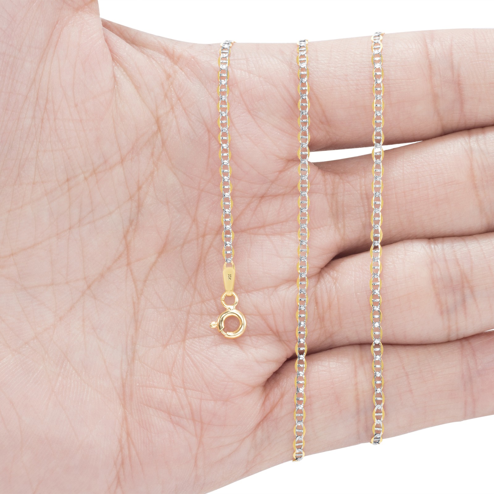 10K Yellow Gold 1.5mm-5mm Pave Dia/Cut Mariner Chain Necklace Bracelet 7″-30″