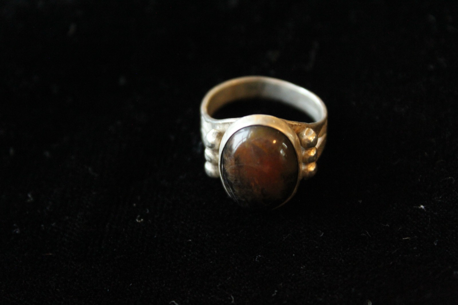 Sterling Silver Agate Vintage Ring