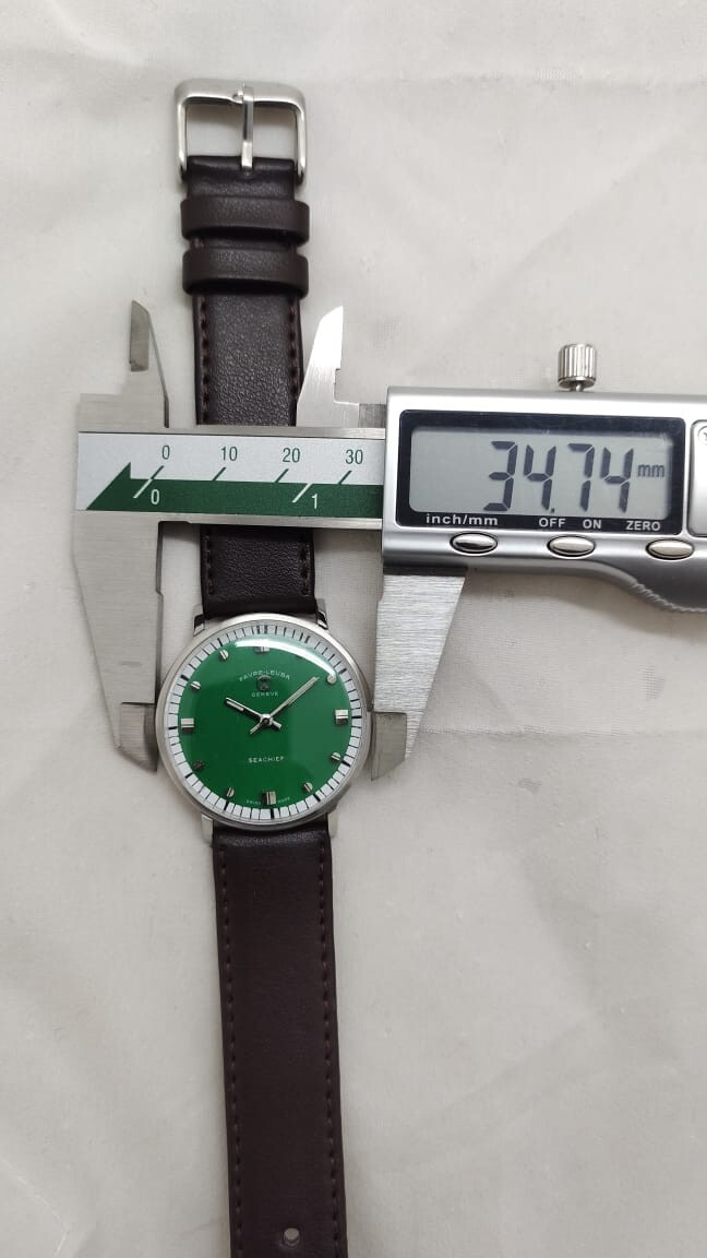 Rare Favre Leuba Geneva Sea chief Handwinding Men’s watch Green Dial Swiss 61513