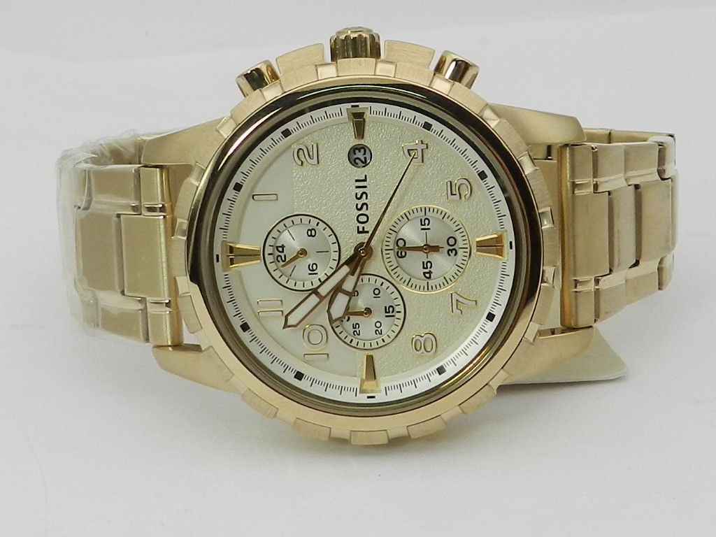 Fossil Men’s Chronograph Dean Gold-Tone Stainless Steel Bracelet Watch 45mm