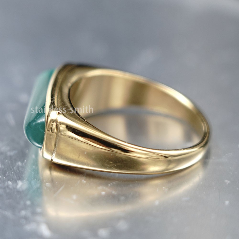 JXC 10k Mens Womens Gold Jade Jadeite Ring For Men Women Size 6 7 9 10 11 12 15