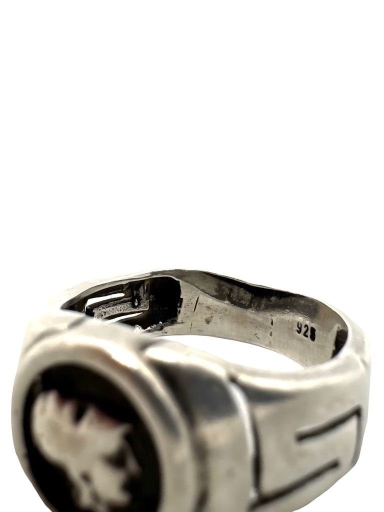 ::925 SILVER RING °SIZE 54 SIGNET RING °TESTED° HALLMARK SYMBOL VINTAGE 5.14g